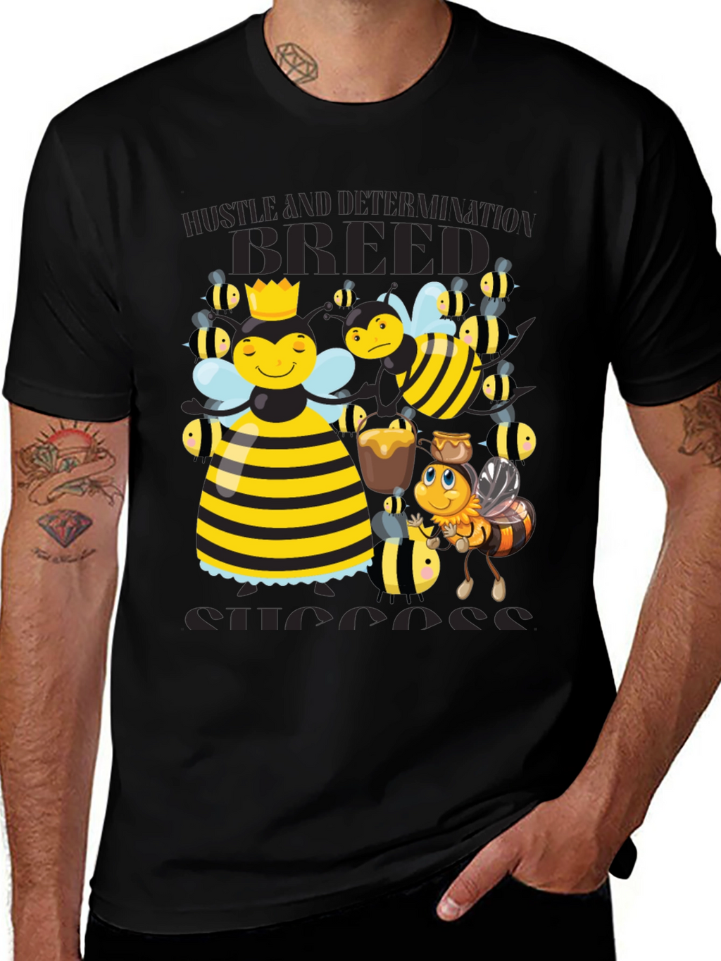 Bee Hustle Graphic Tee - Black