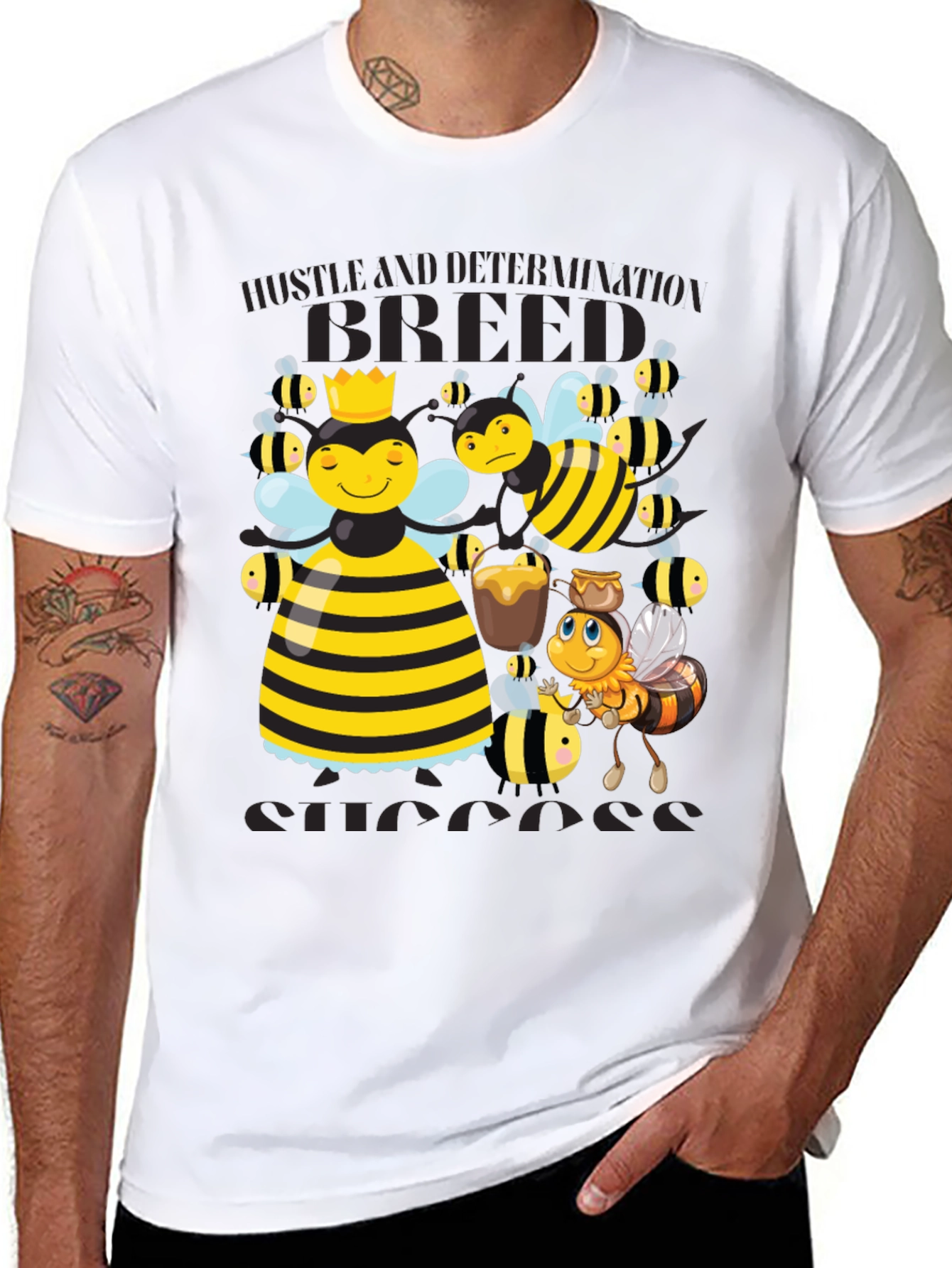 Bee Hustle Graphic Tee - Black
