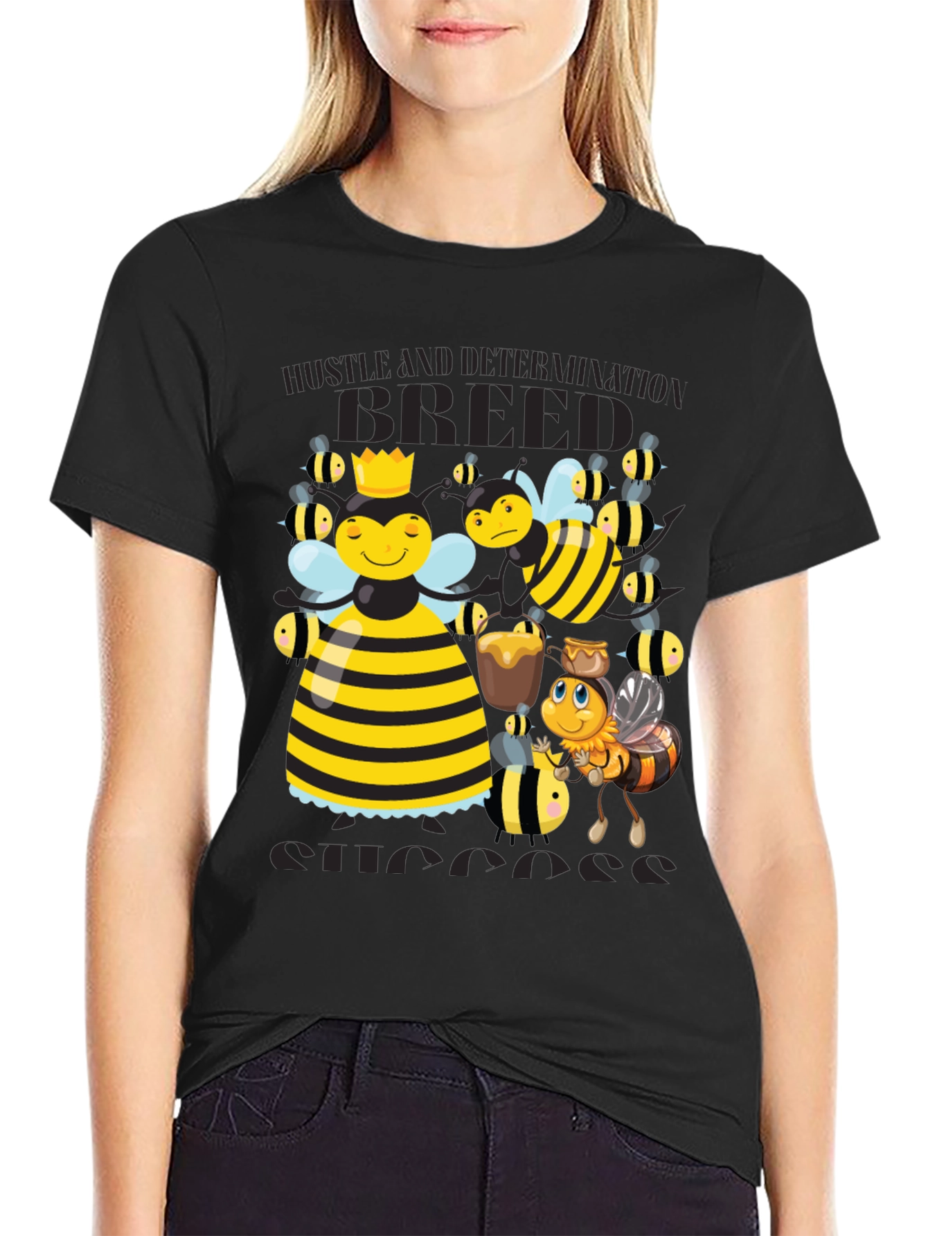 Bee Hustle Graphic Tee - Black