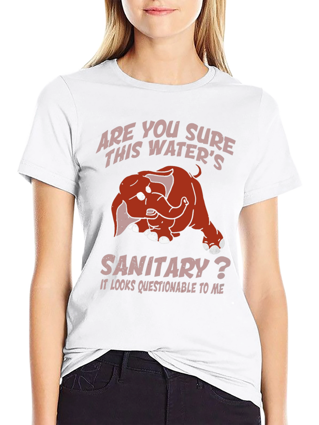Humorous Elephant T-Shirt: Sanitary Water?