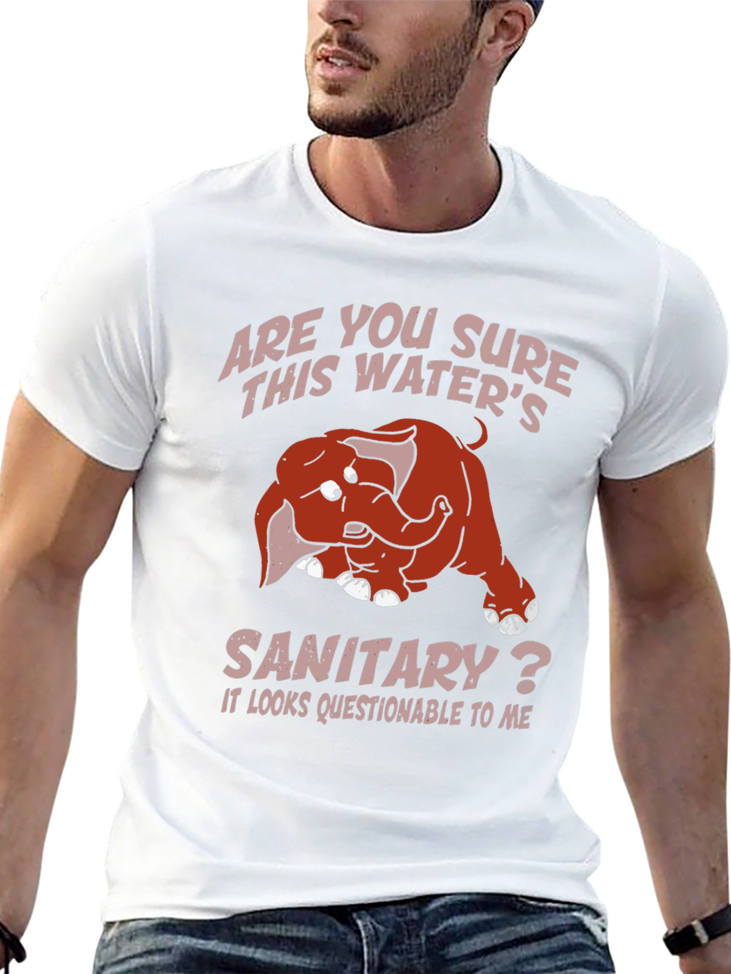 Humorous Elephant T-Shirt: Sanitary Water?