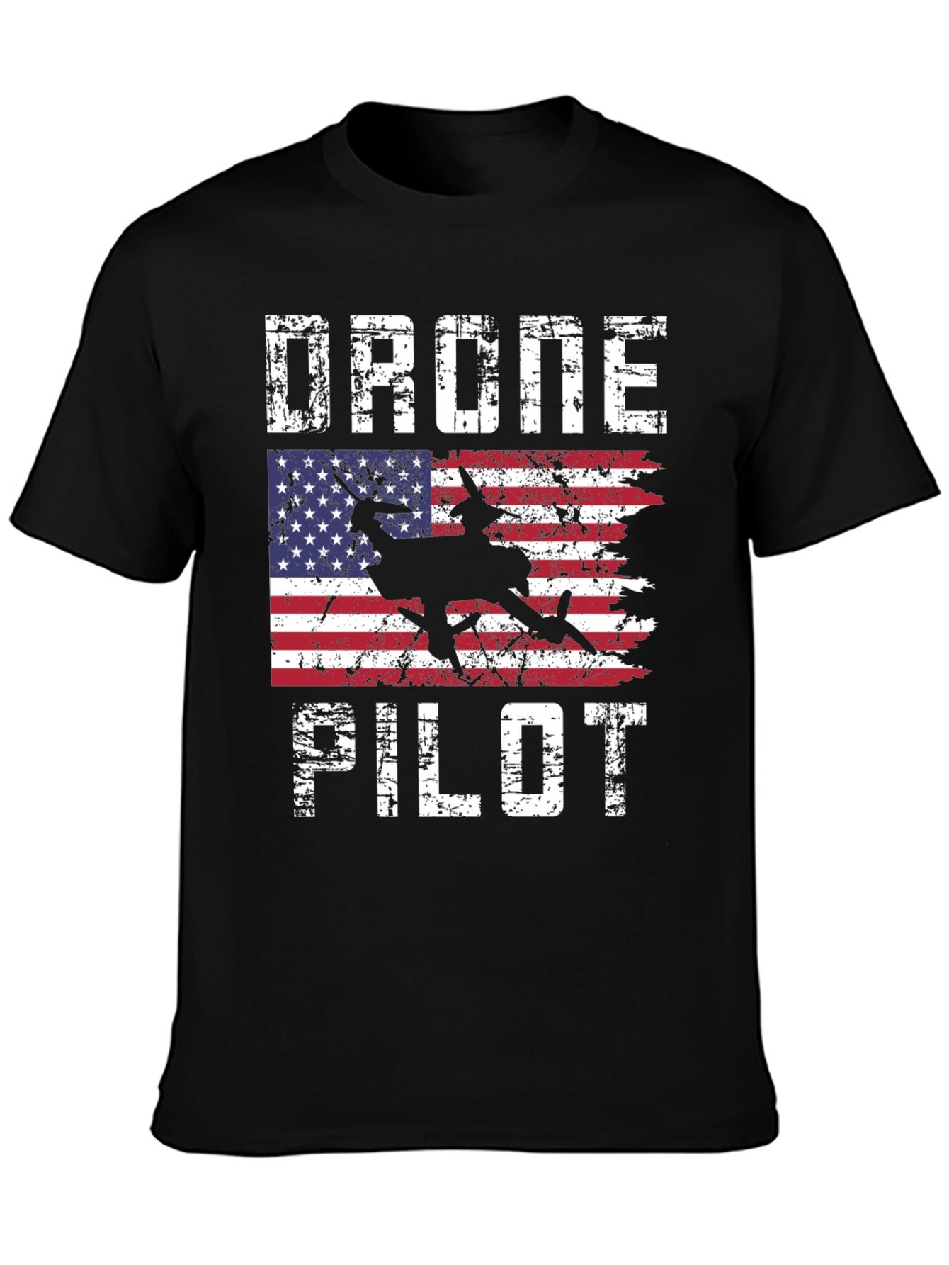 Drone Pilot American Flag Graphic T-Shirt