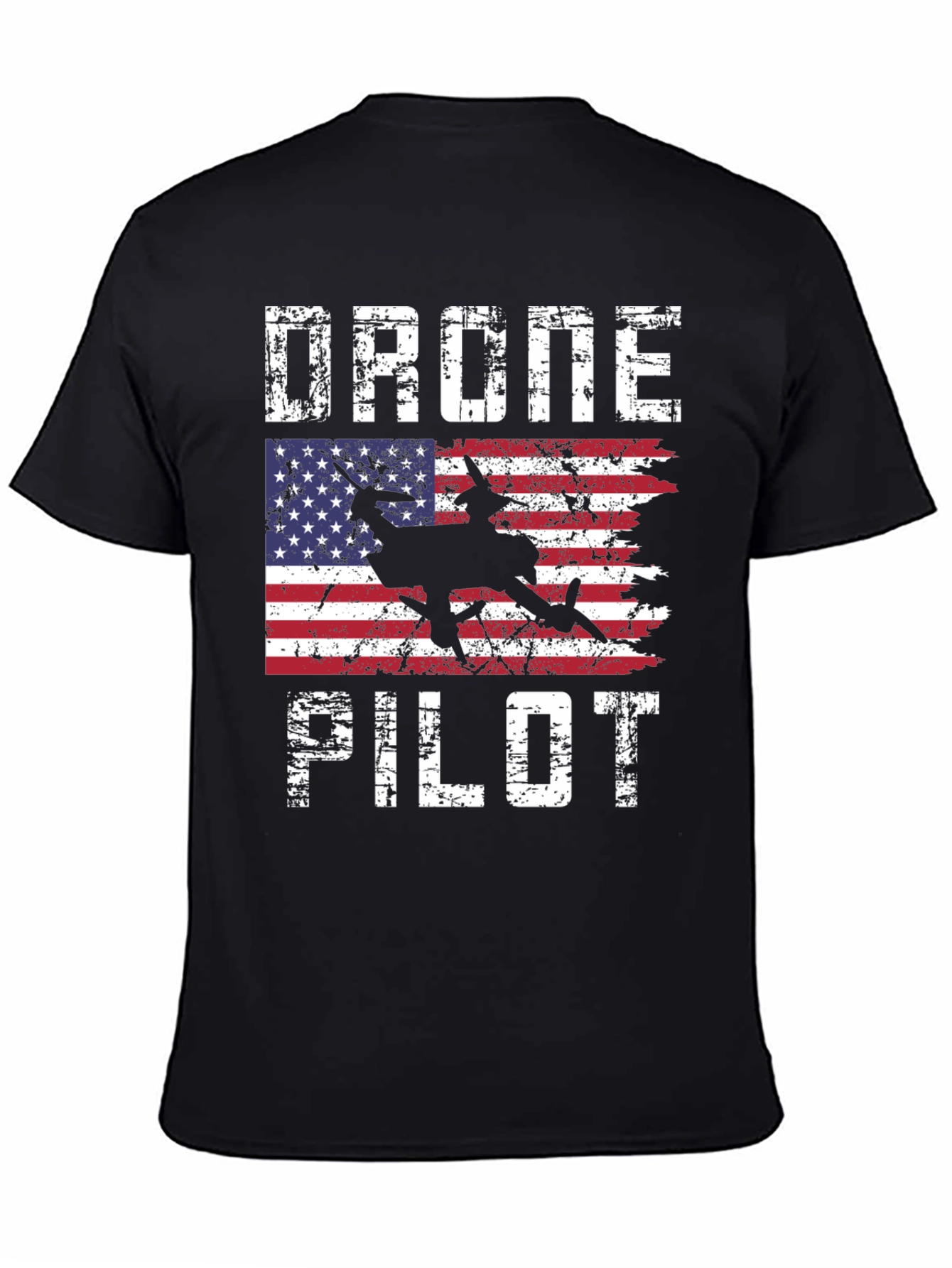 Drone Pilot American Flag Graphic T-Shirt