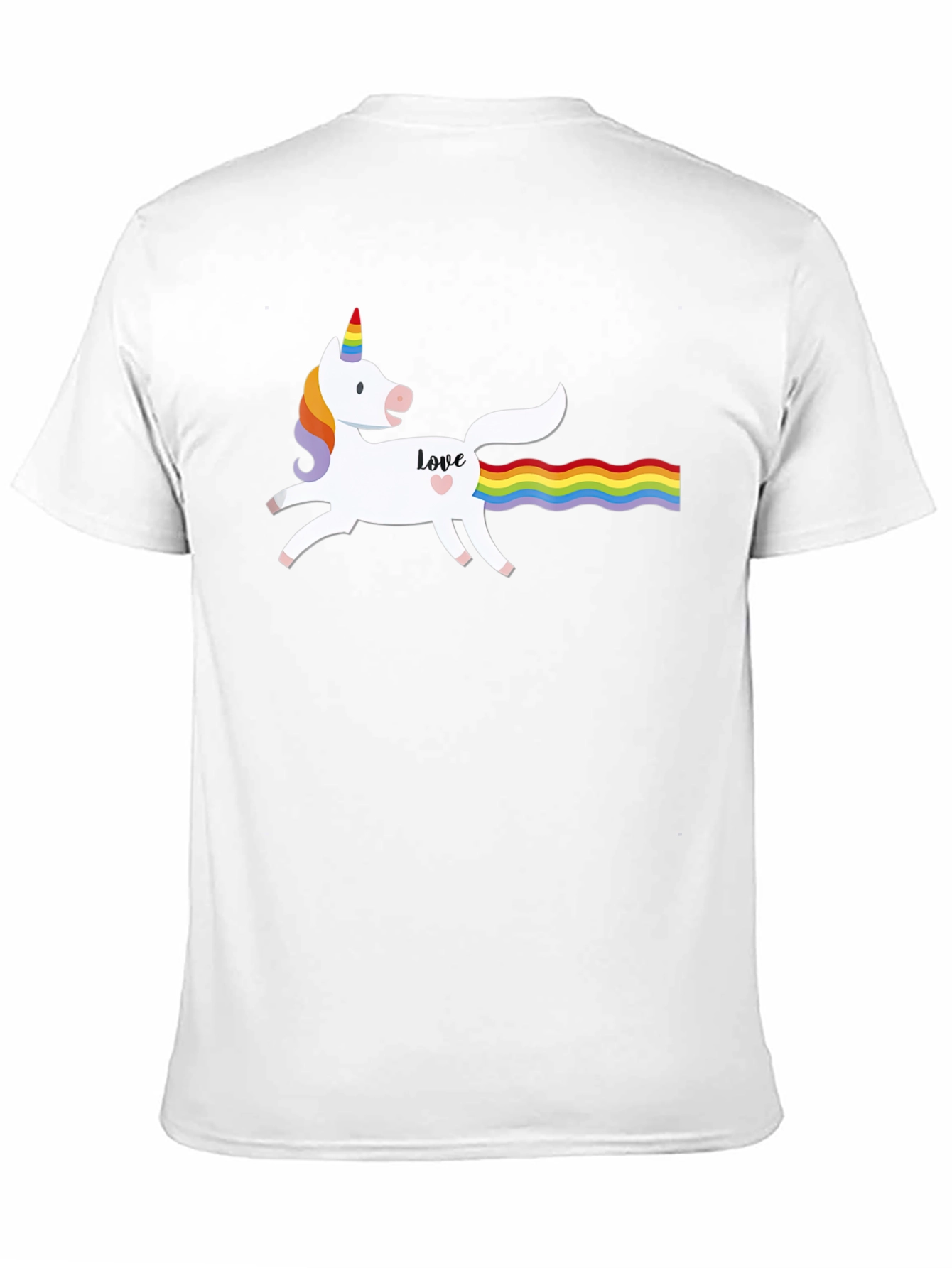 Unicorn Love Rainbow Tail Graphic T-Shirt