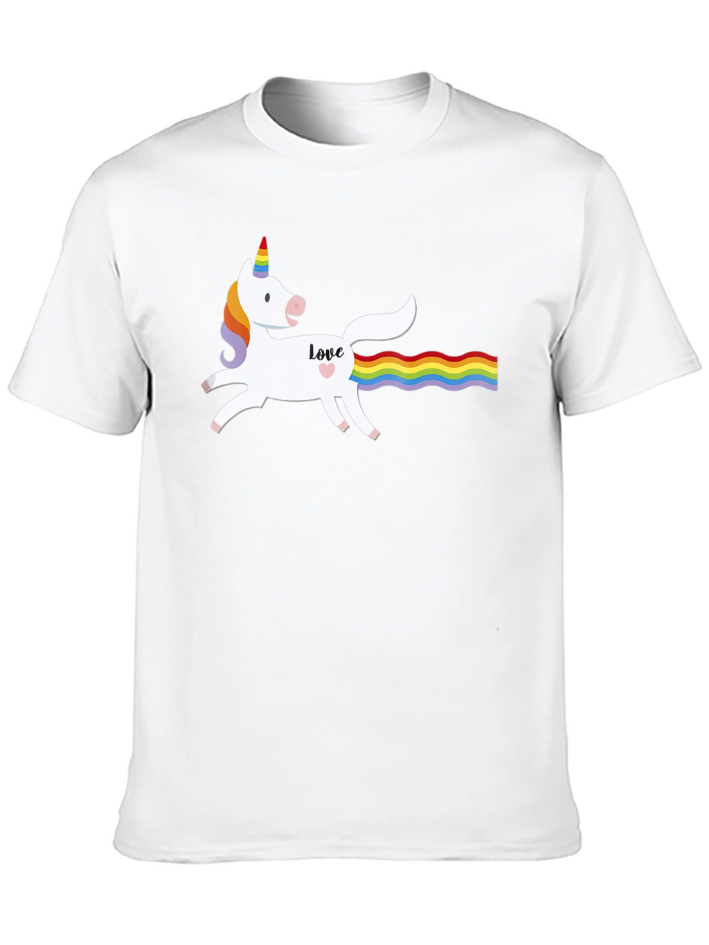 Unicorn Love Rainbow Tail Graphic T-Shirt