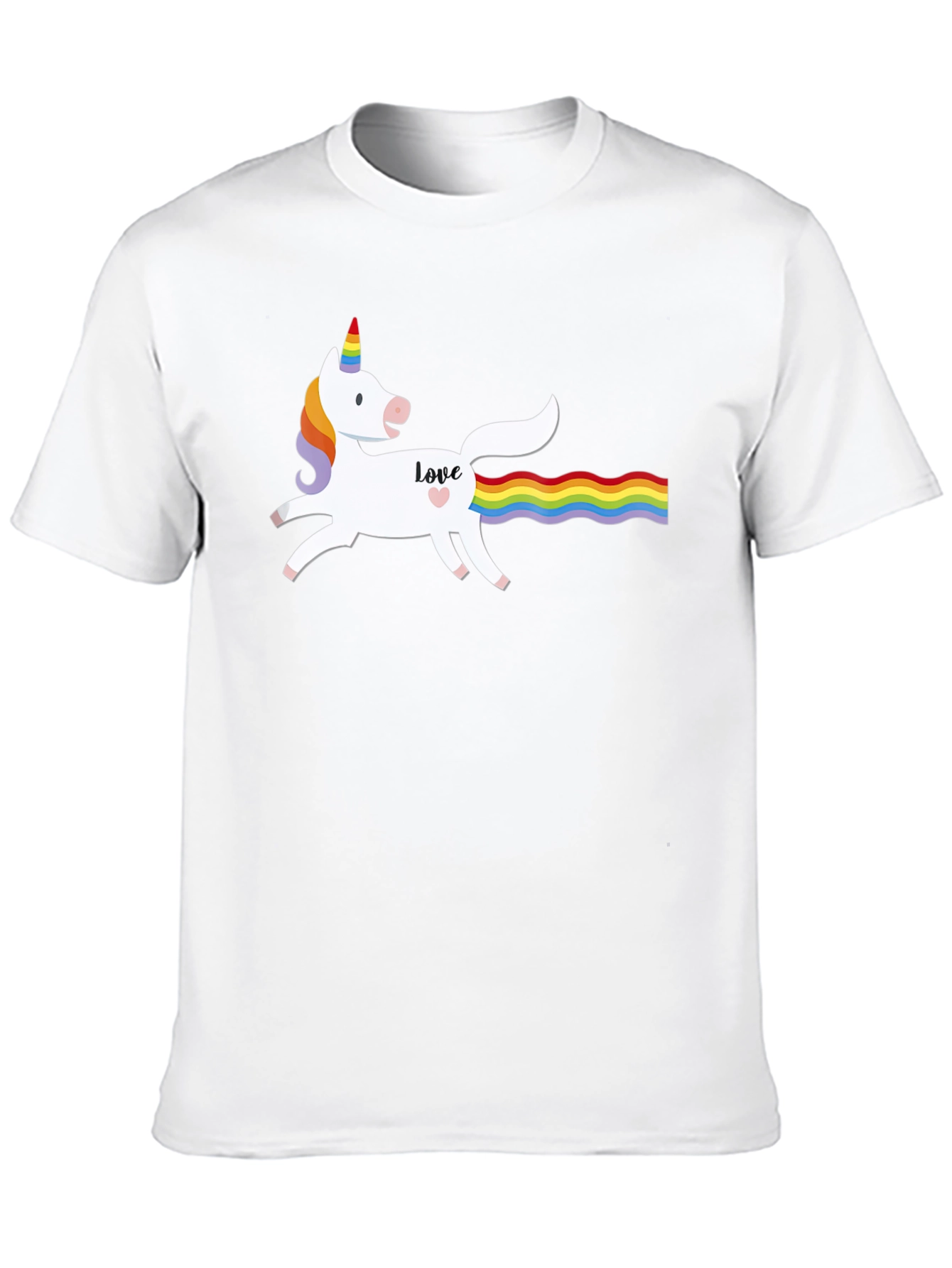 Unicorn Love Rainbow Tail Graphic T-Shirt