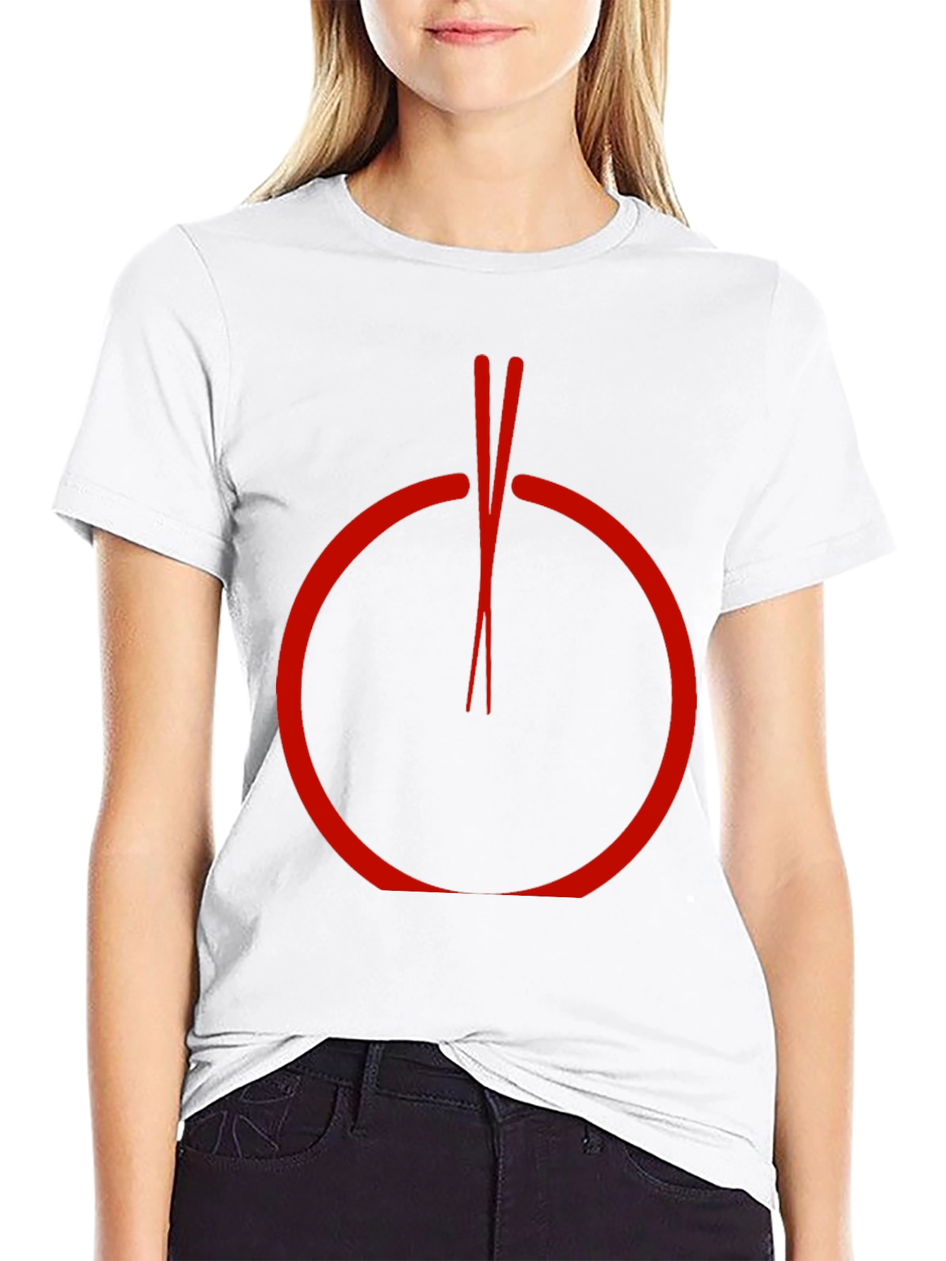 Red Circle Chopsticks Graphic Tee - Unique Style