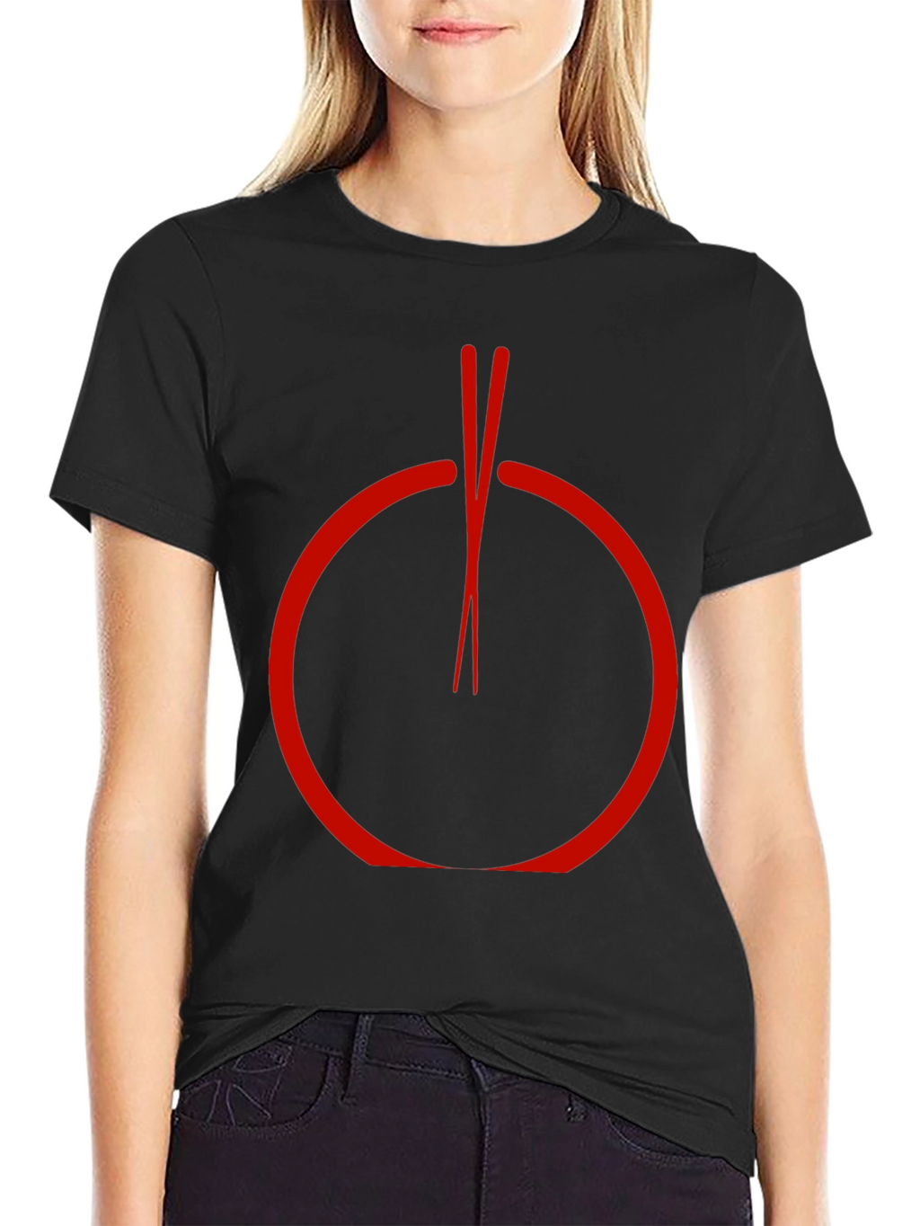 Red Circle Chopsticks Graphic Tee - Unique Style