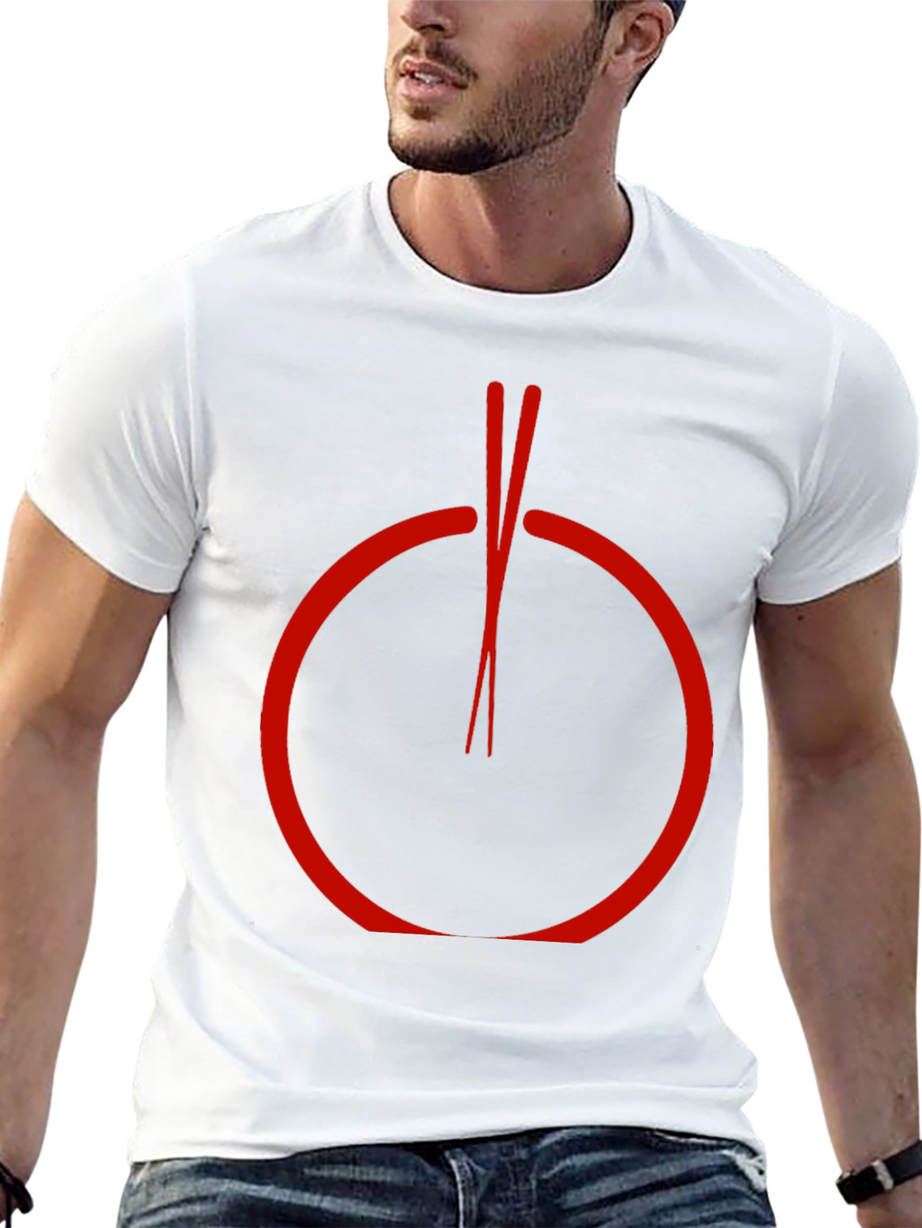 Red Circle Chopsticks Graphic Tee - Unique Style