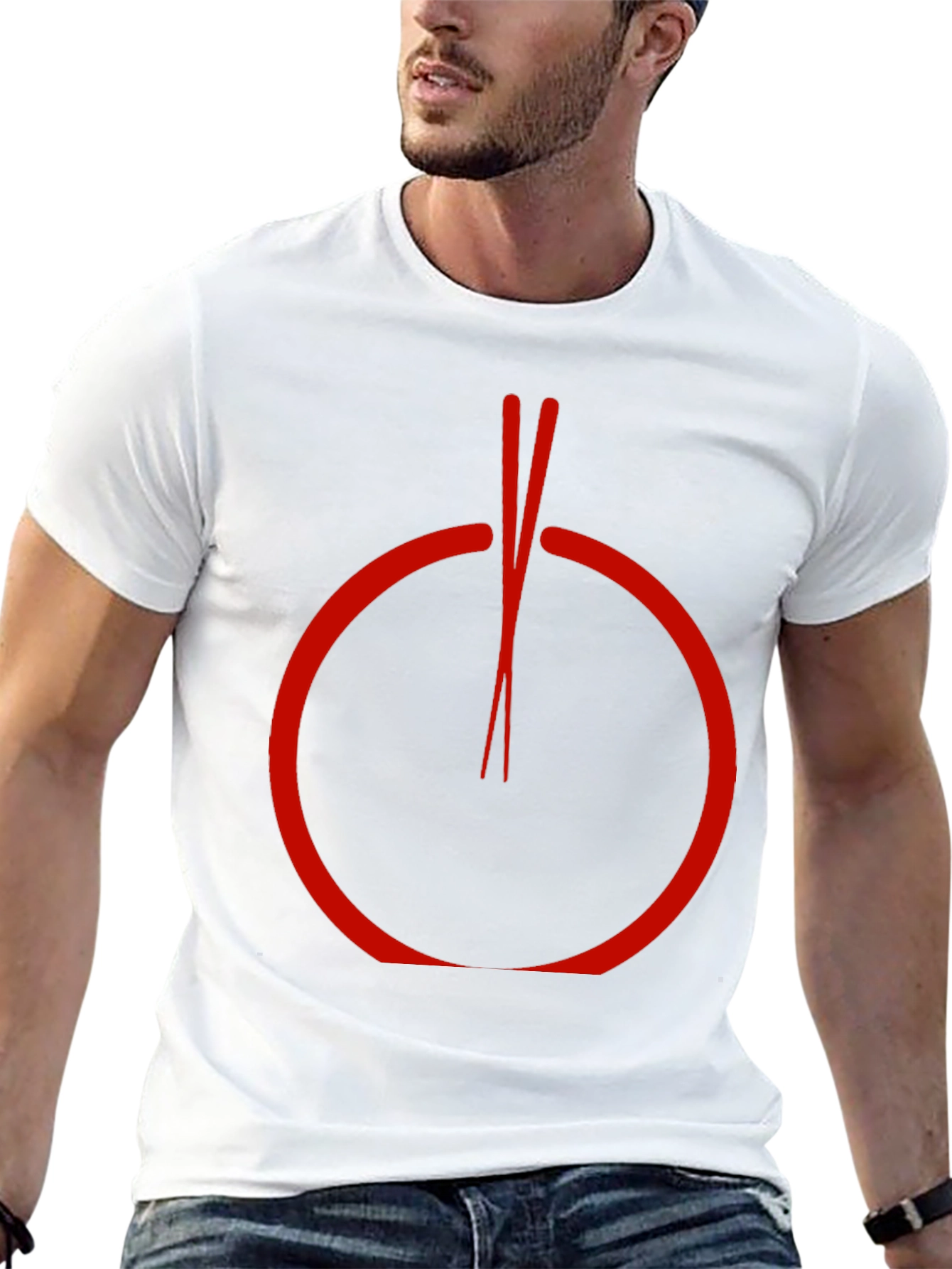 Red Circle Chopsticks Graphic Tee - Unique Style
