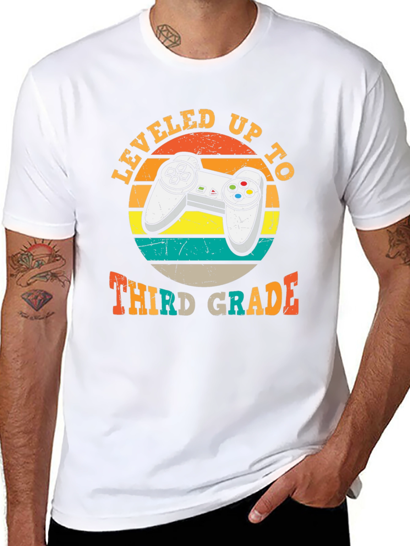 Leveled Up to Third Grade T-Shirt Gamer Style