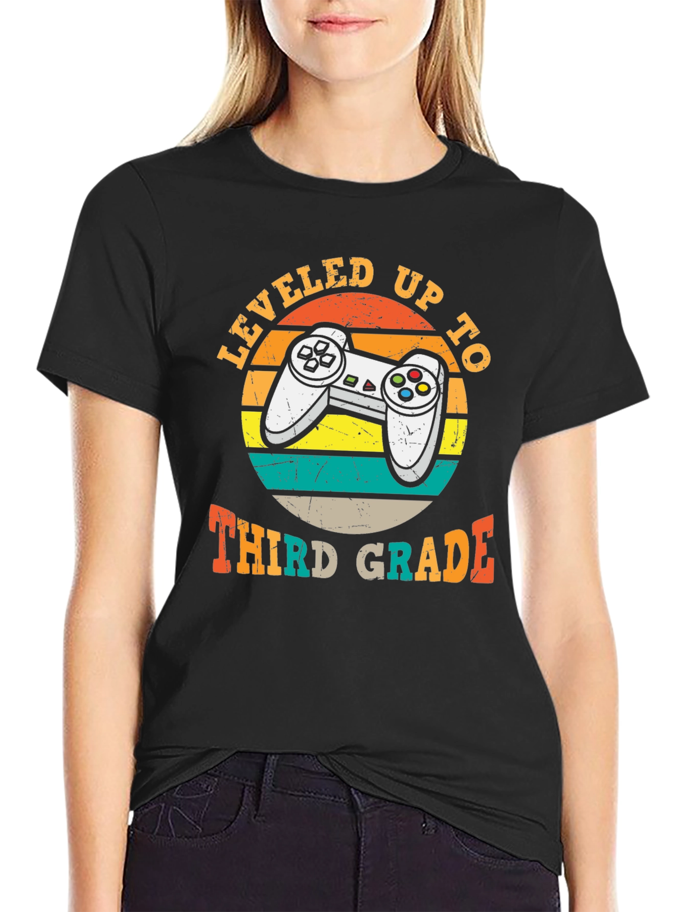Leveled Up to Third Grade T-Shirt Gamer Style