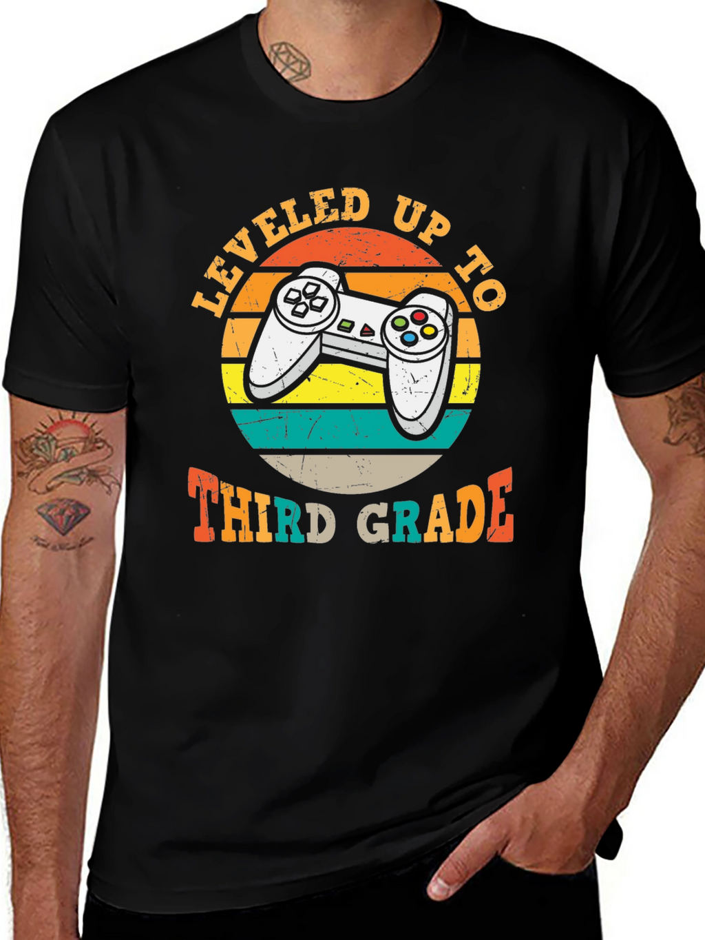 Leveled Up to Third Grade T-Shirt Gamer Style