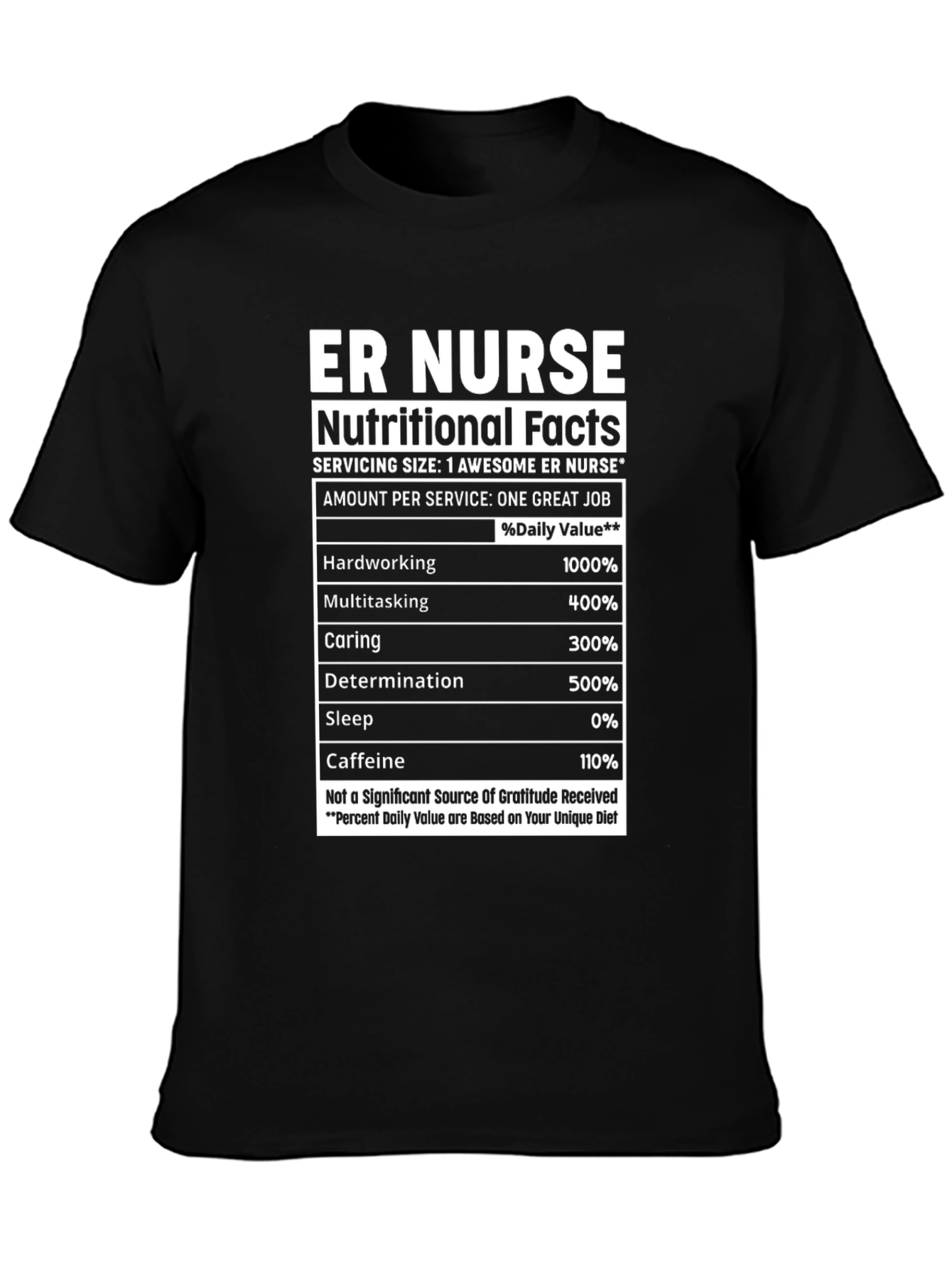 ER Nurse Nutritional Facts T-Shirt - Gift for Nurses