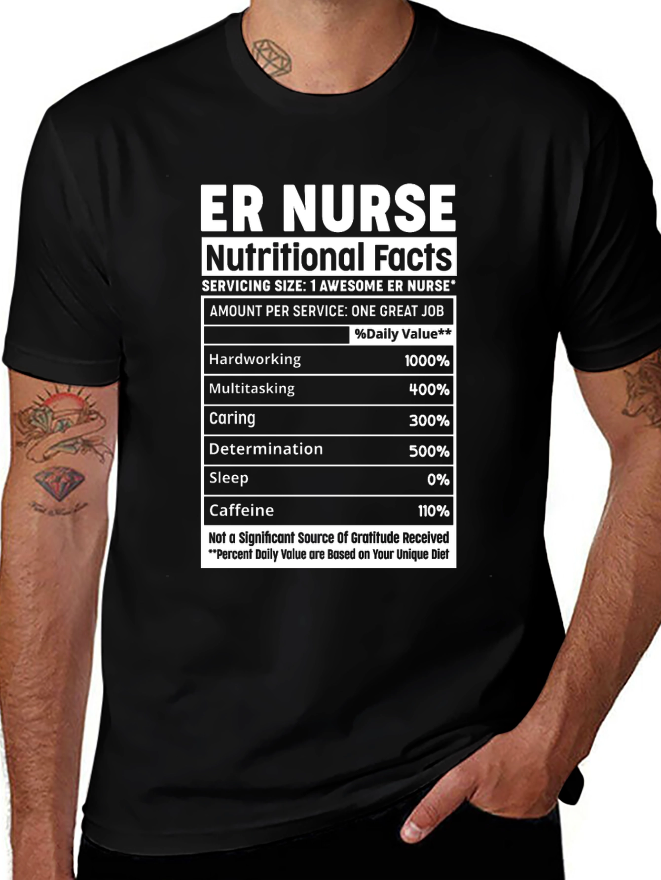 ER Nurse Nutritional Facts T-Shirt - Gift for Nurses