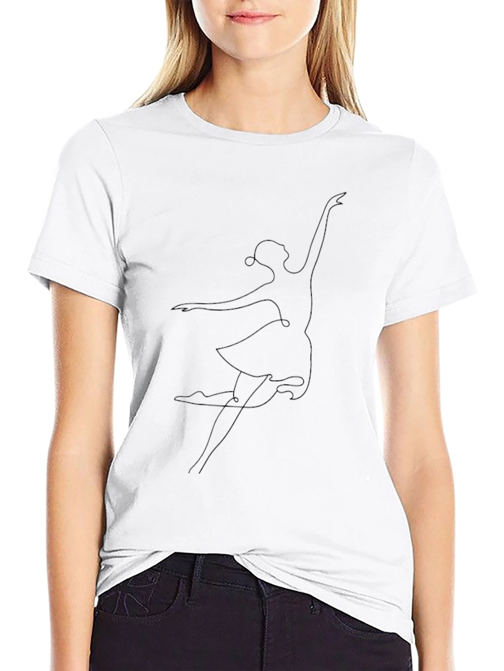 Elegant Ballerina Graphic Black T-Shirt