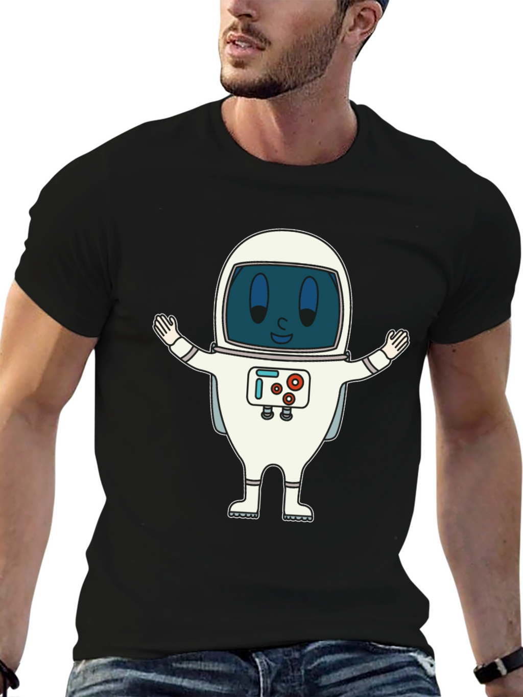 Astronaut Graphic Print T-Shirt - Fun Spaceman Design