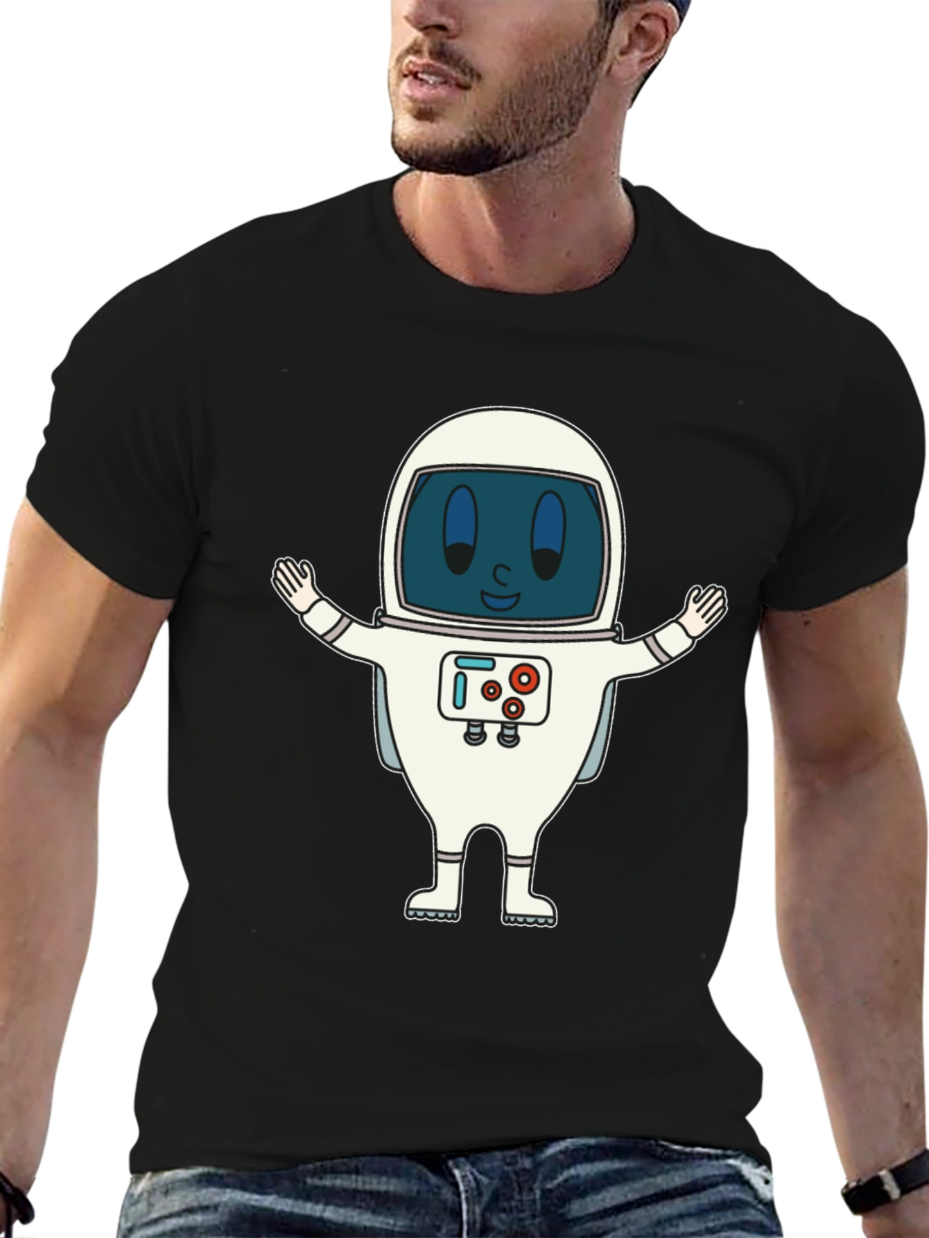 Astronaut Graphic Print T-Shirt - Fun Spaceman Design