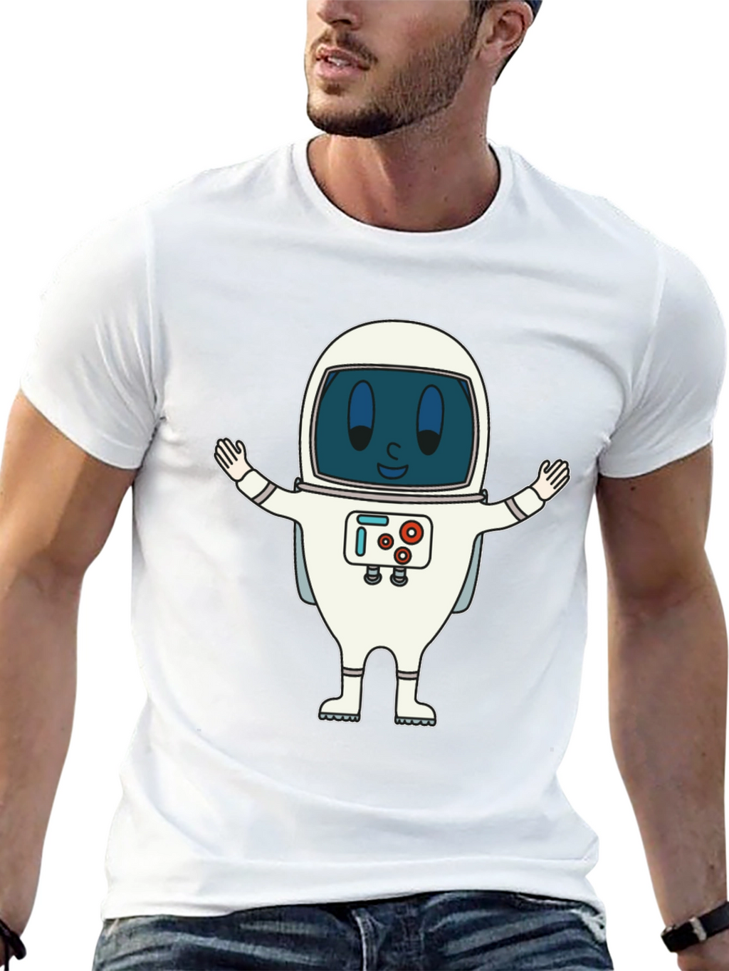 Astronaut Graphic Print T-Shirt - Fun Spaceman Design