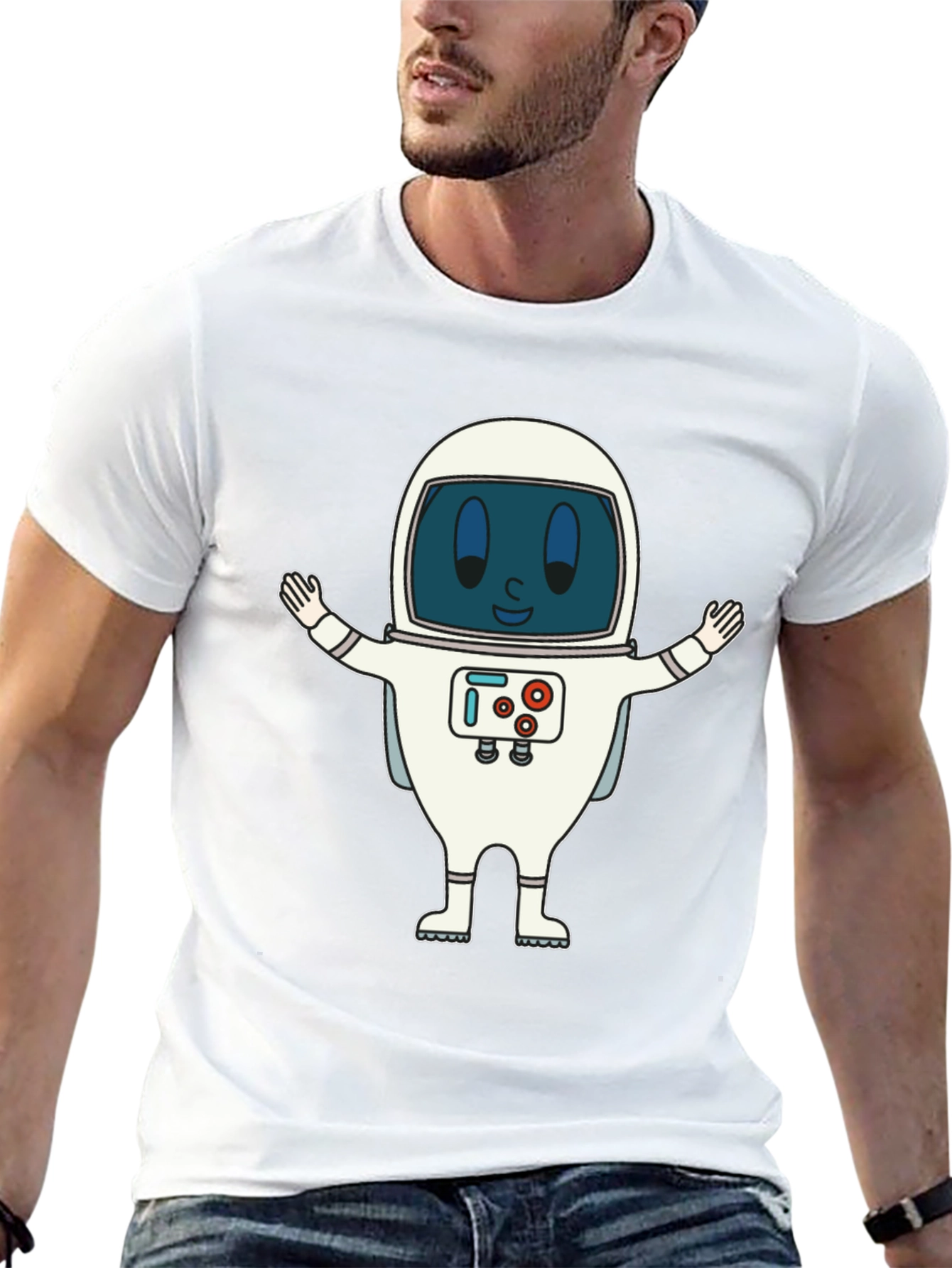 Astronaut Graphic Print T-Shirt - Fun Spaceman Design