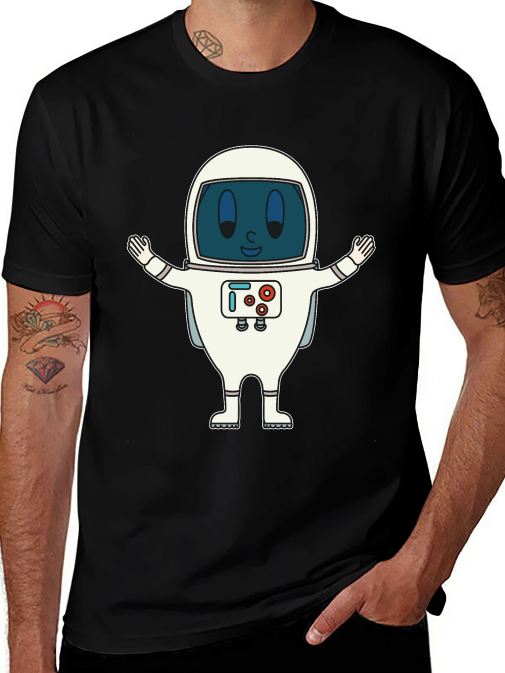 Astronaut Graphic Print T-Shirt - Fun Spaceman Design
