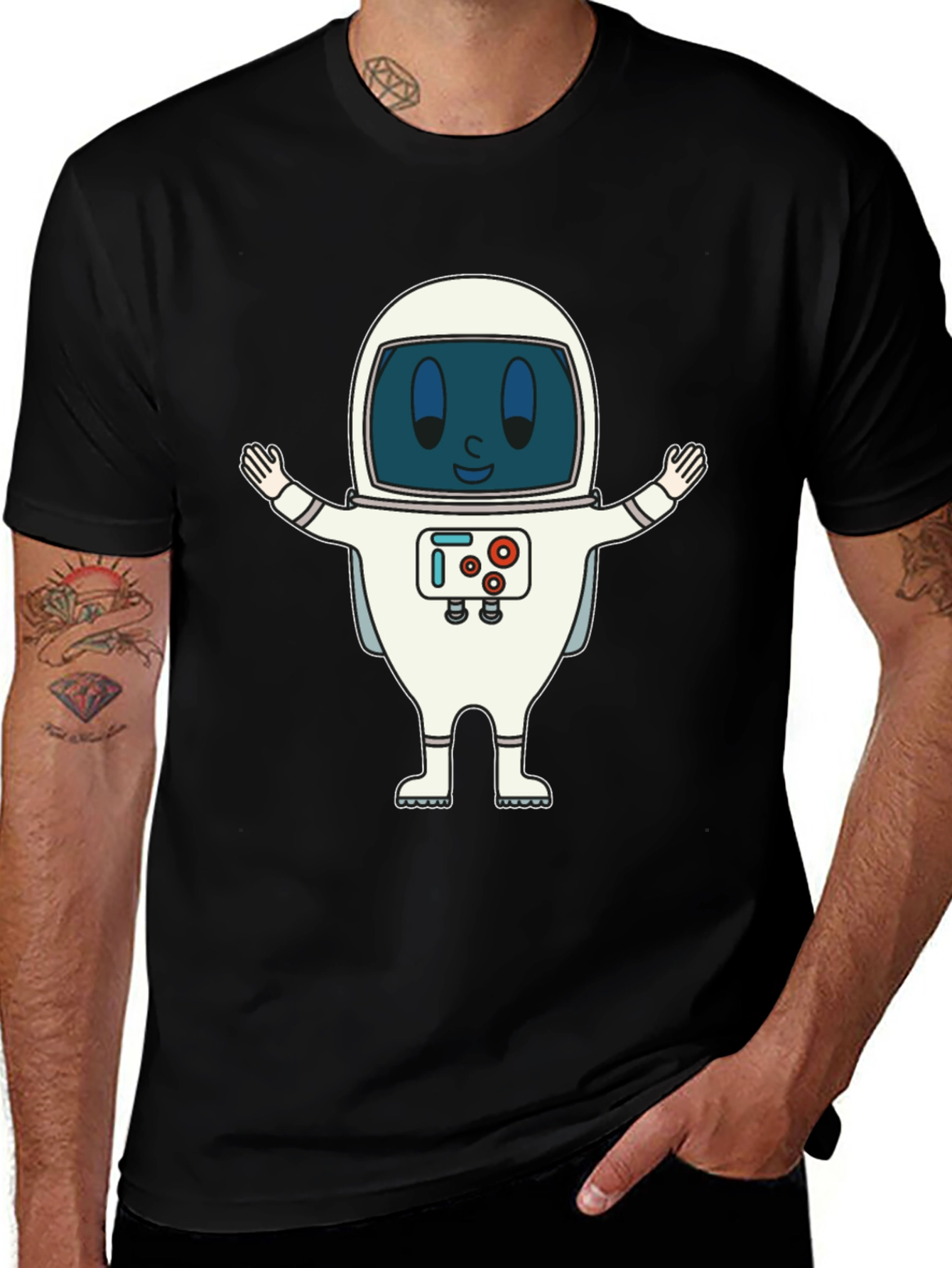 Astronaut Graphic Print T-Shirt - Fun Spaceman Design