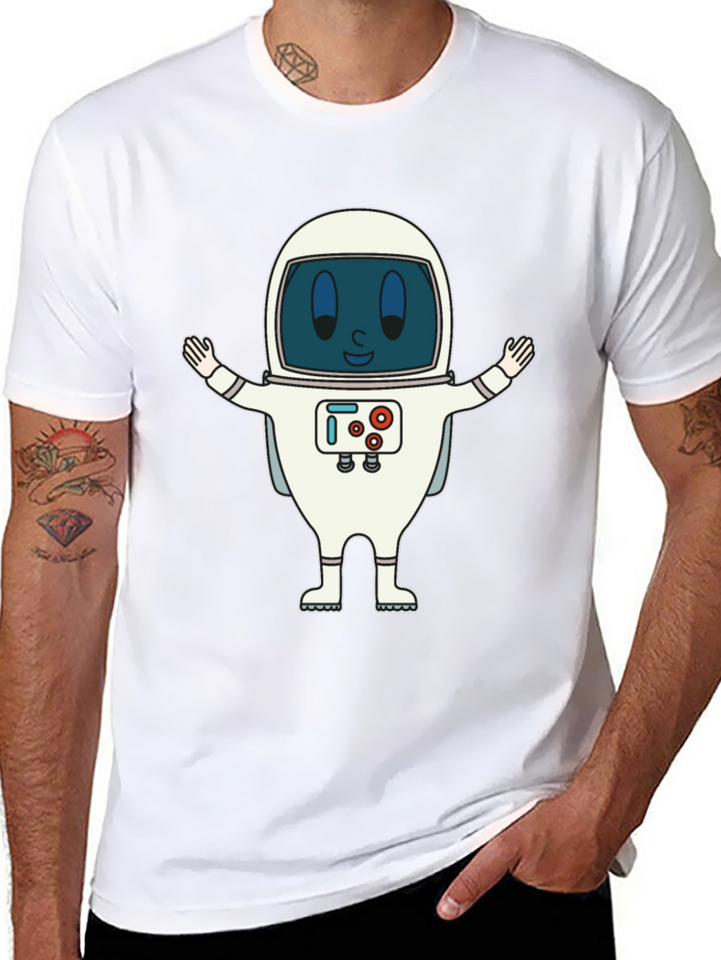 Astronaut Graphic Print T-Shirt - Fun Spaceman Design