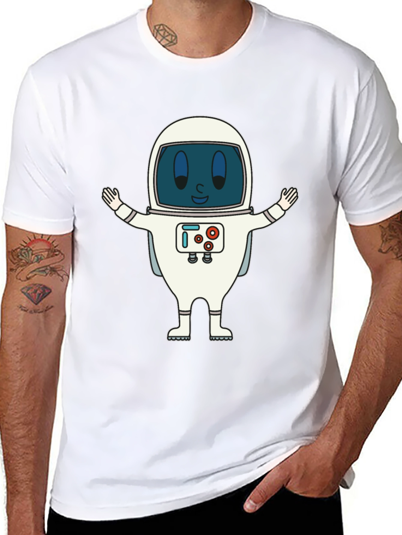 Astronaut Graphic Print T-Shirt - Fun Spaceman Design