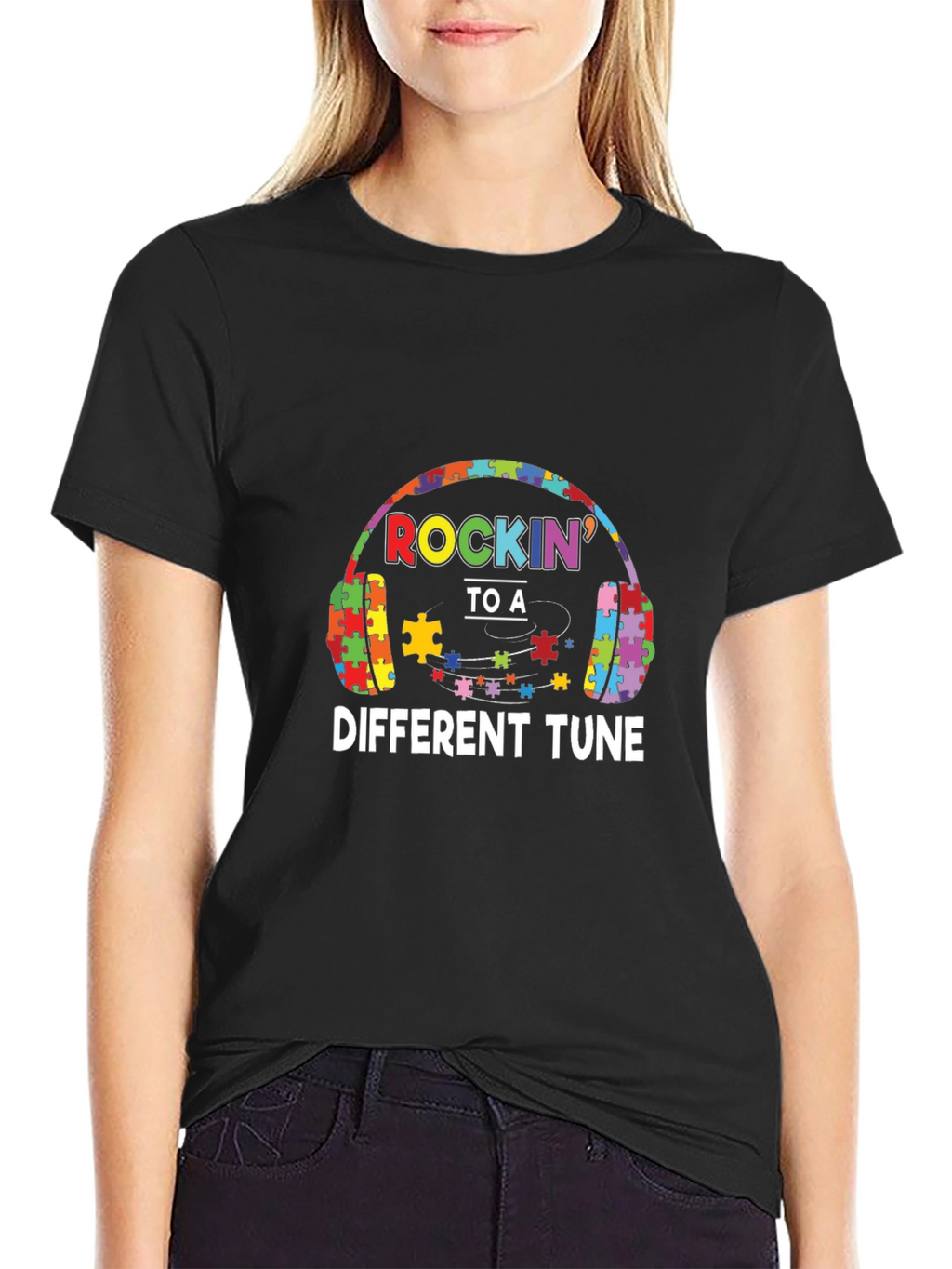 Autism Awareness Puzzle Headphones T-Shirt