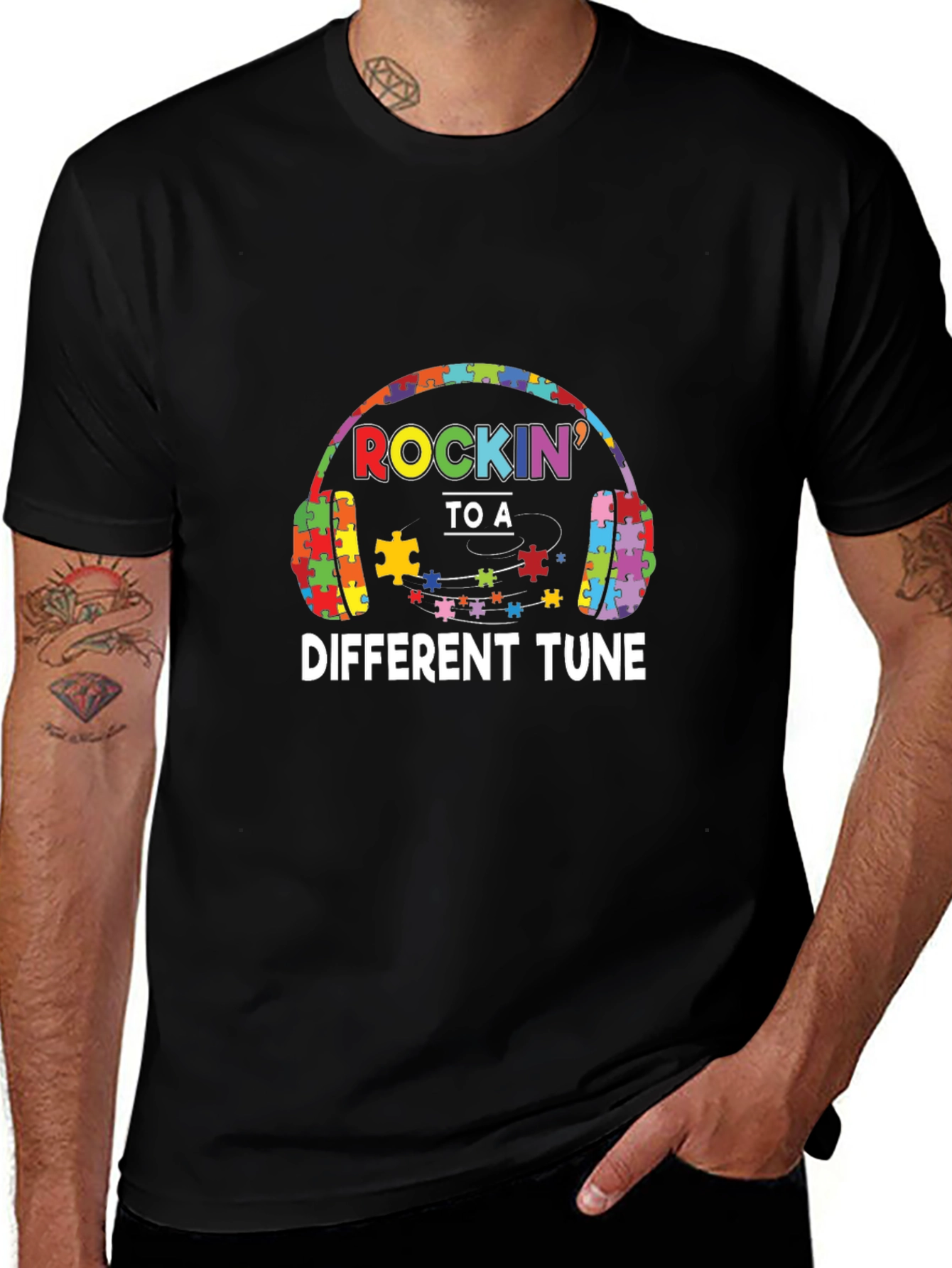 Autism Awareness Puzzle Headphones T-Shirt