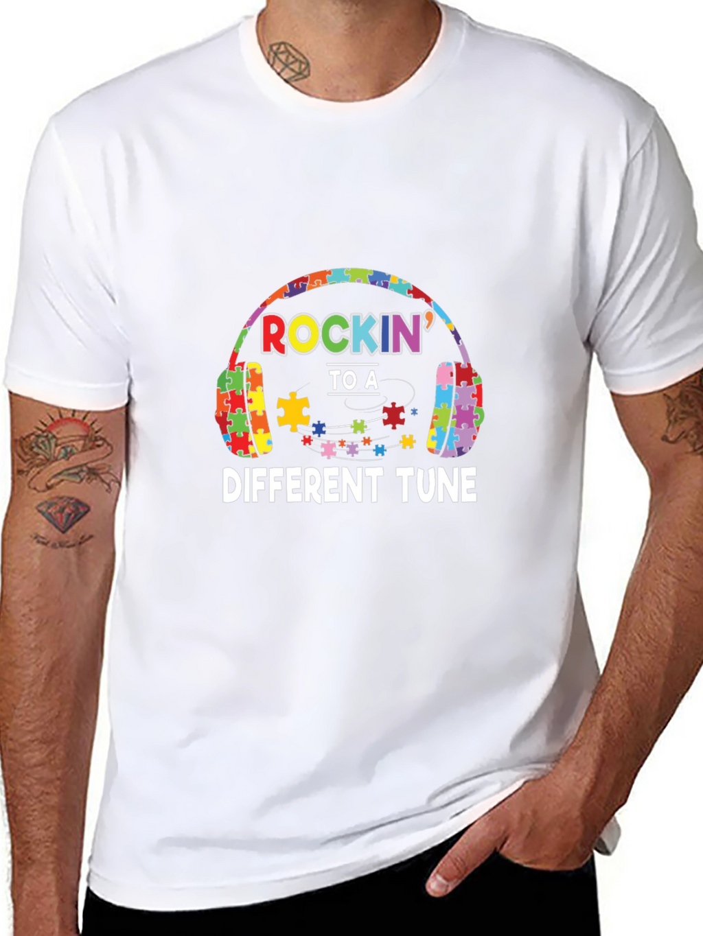 Autism Awareness Puzzle Headphones T-Shirt
