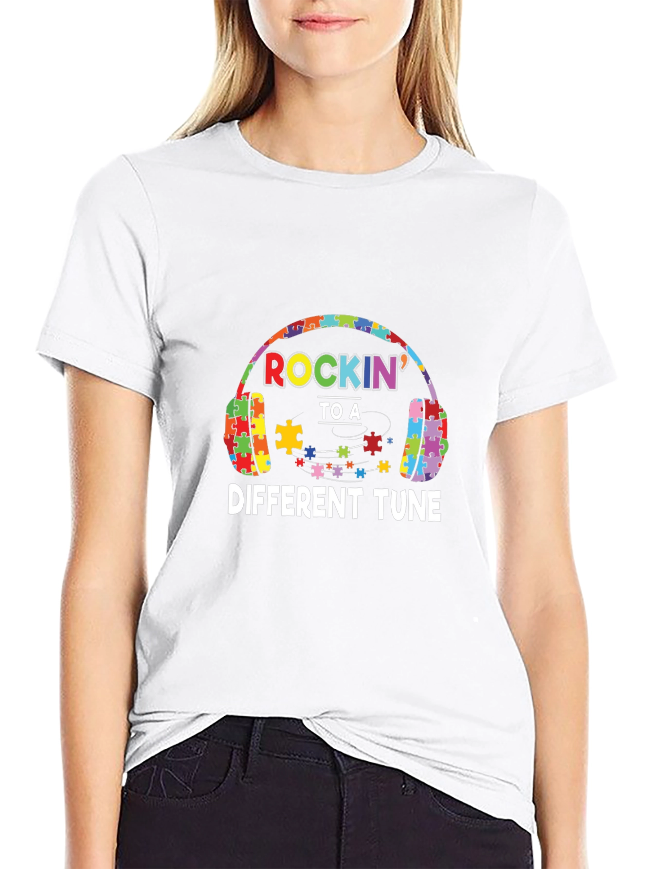 Autism Awareness Puzzle Headphones T-Shirt