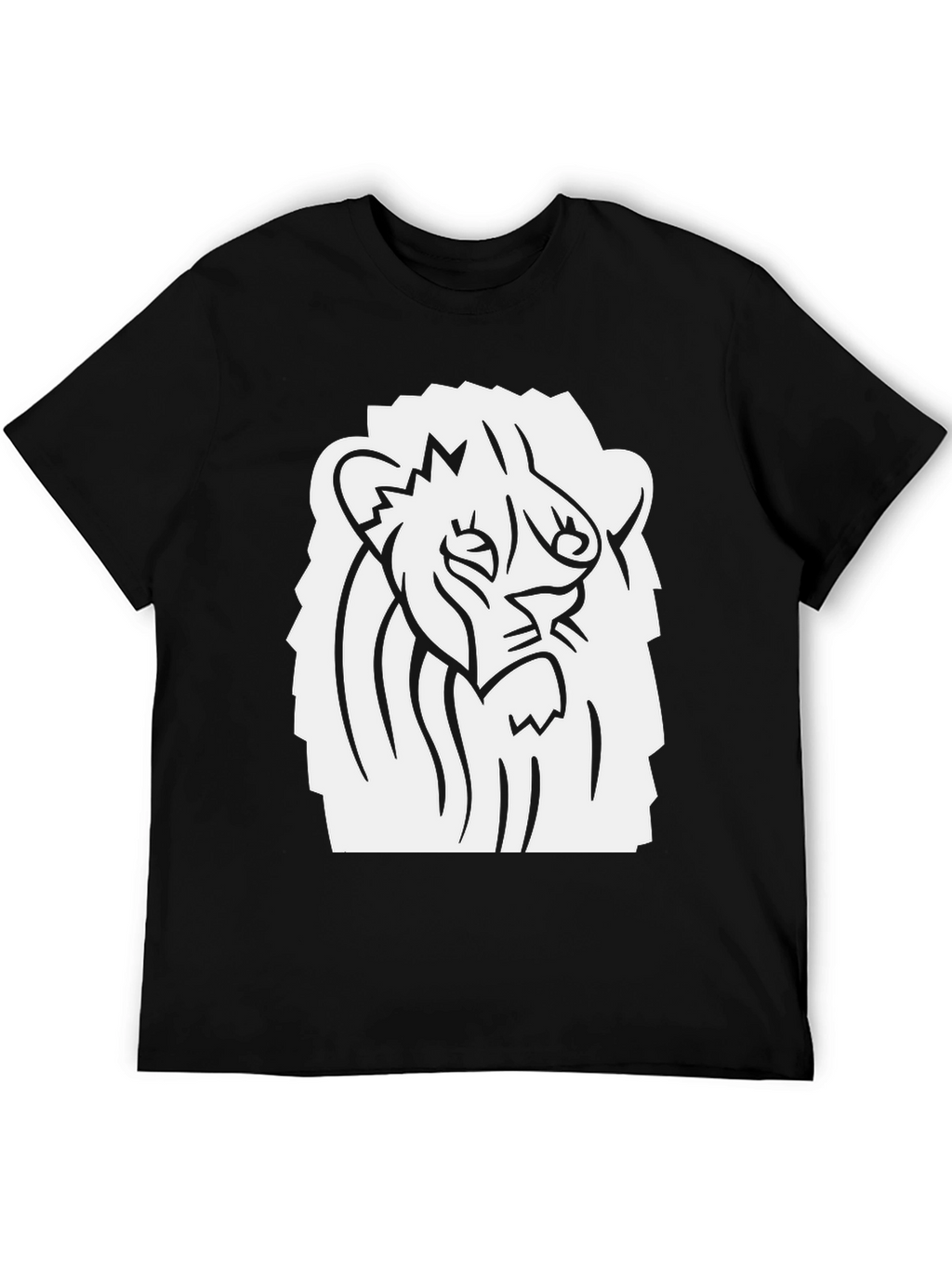 Black T-Shirt with Lion Graphic Print