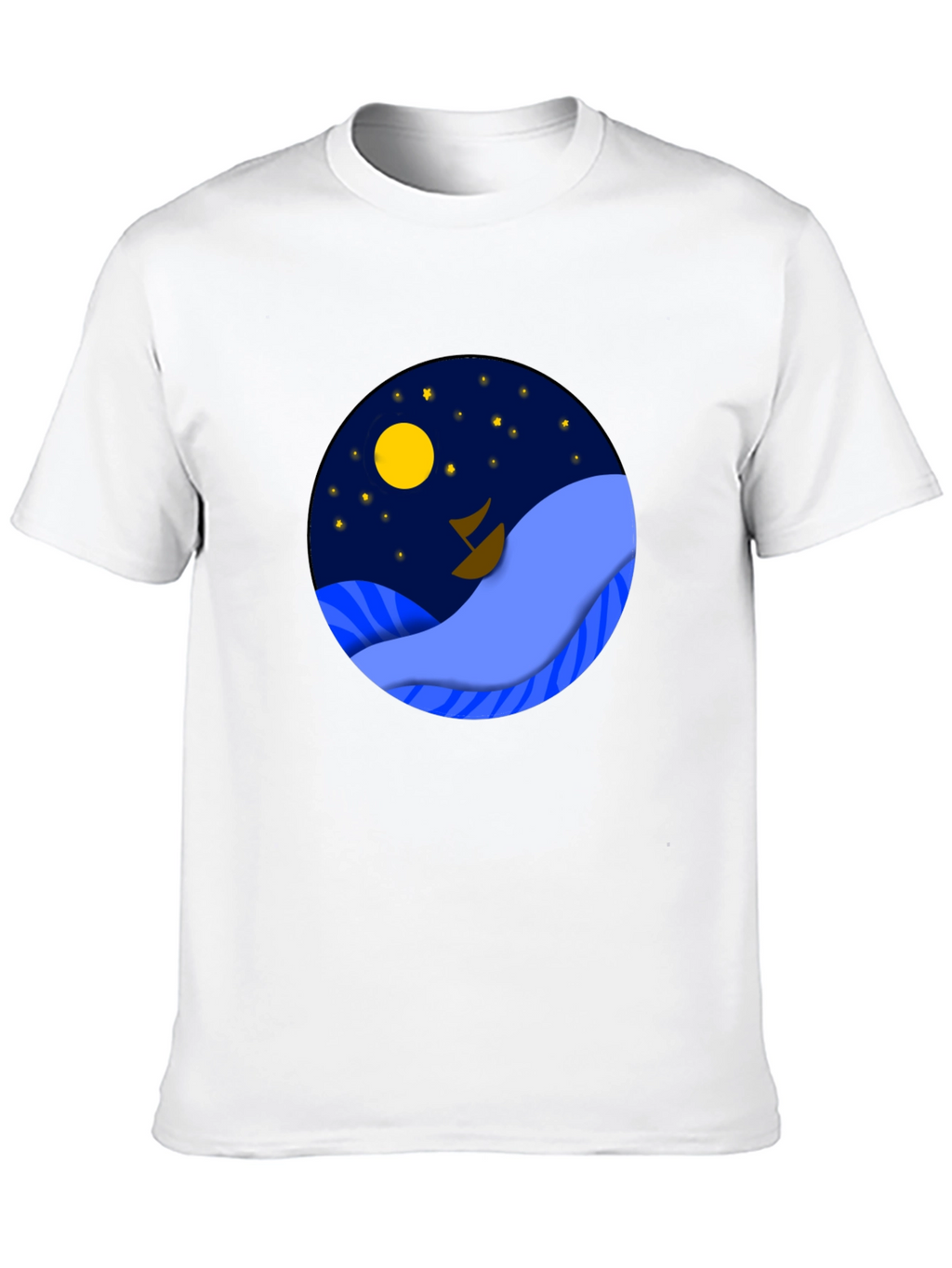 Night Sea Graphic Tee - Stylish Mens Black T-Shirt