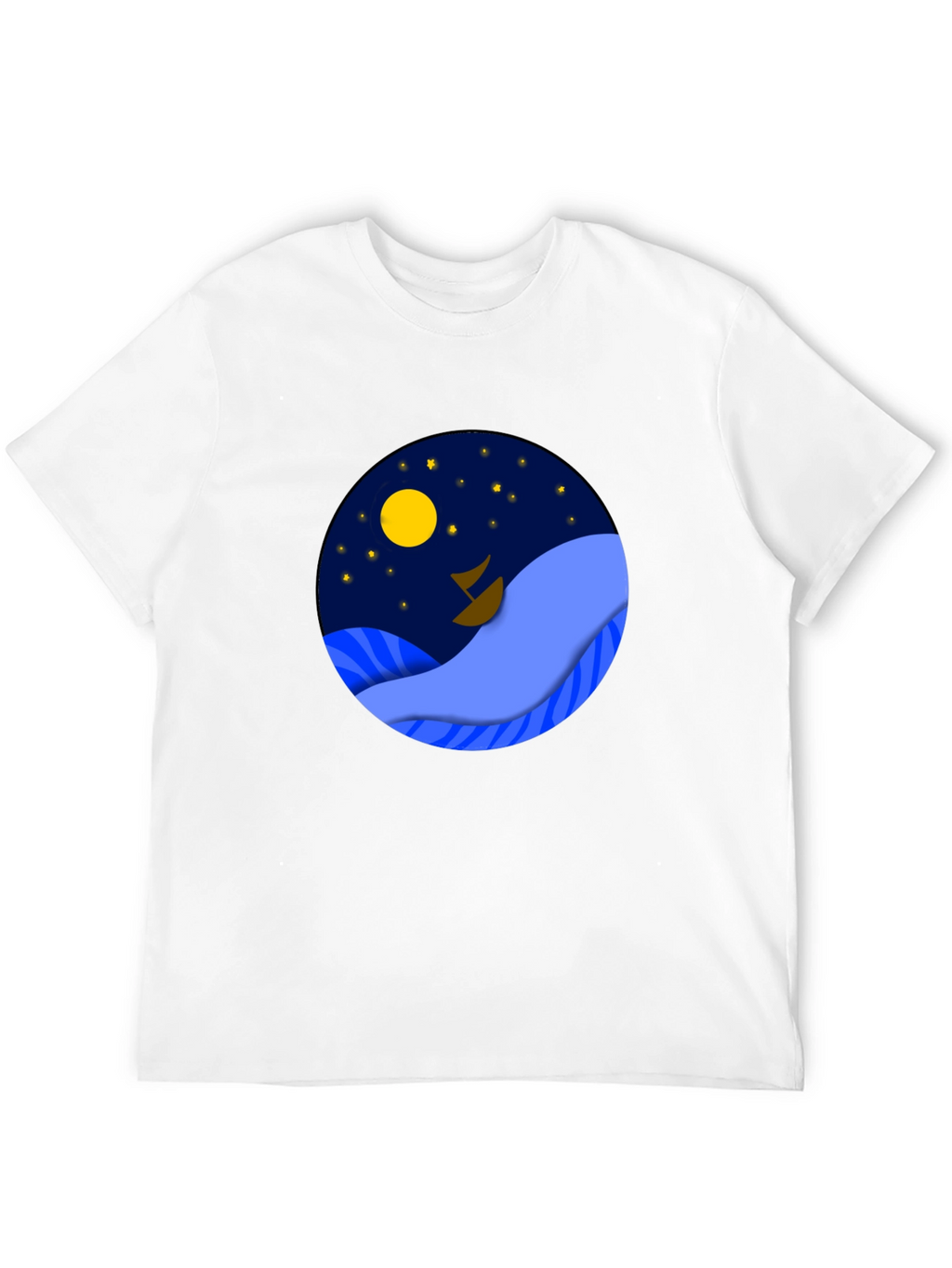 Night Sea Graphic Tee - Stylish Mens Black T-Shirt