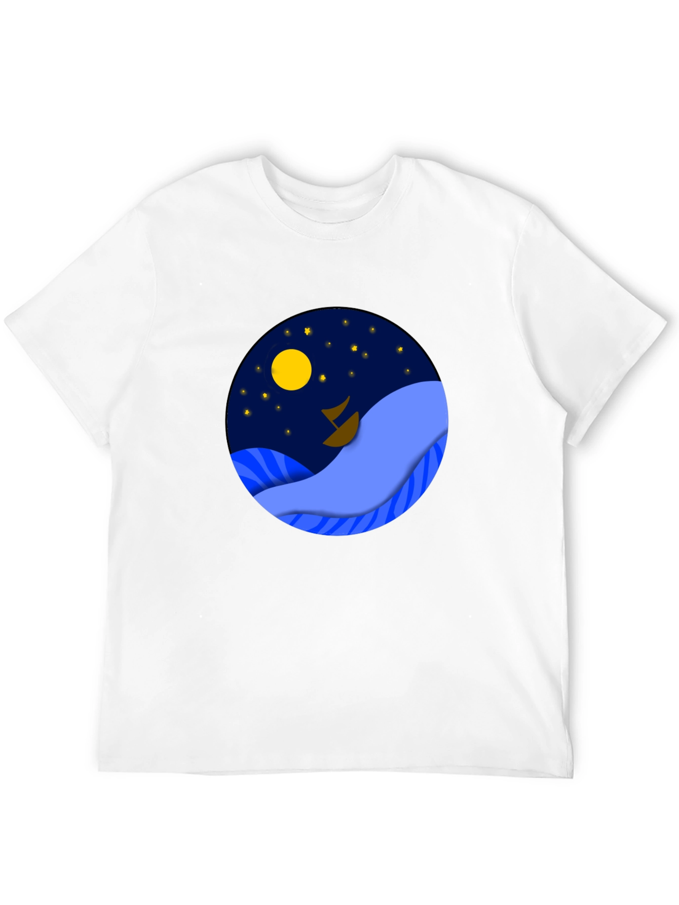 Night Sea Graphic Tee - Stylish Mens Black T-Shirt