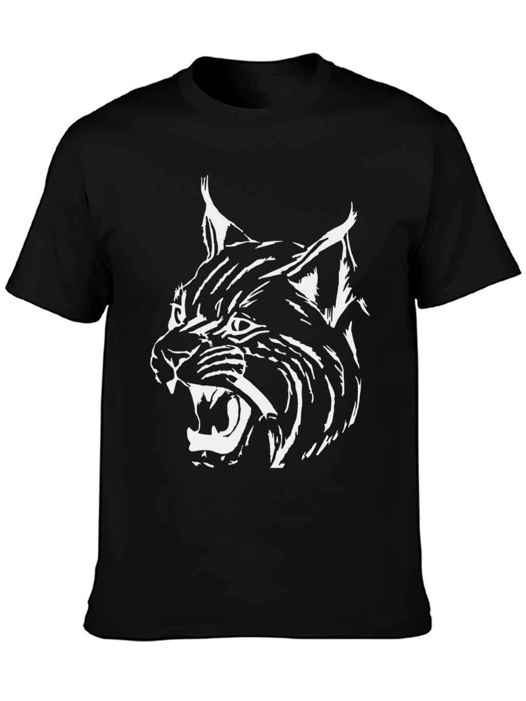 Mens Black T-Shirt with White Lynx Graphic