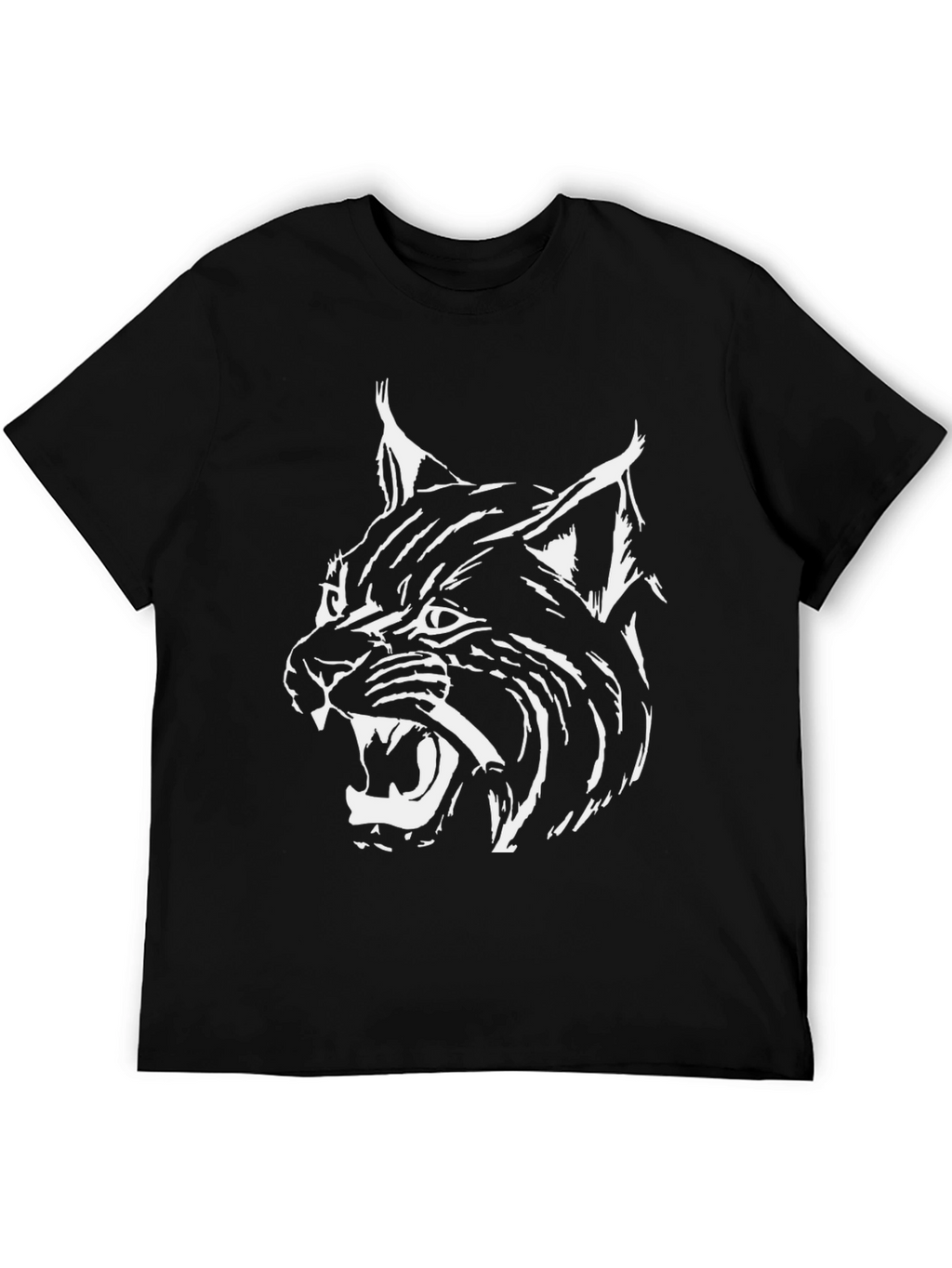 Mens Black T-Shirt with White Lynx Graphic