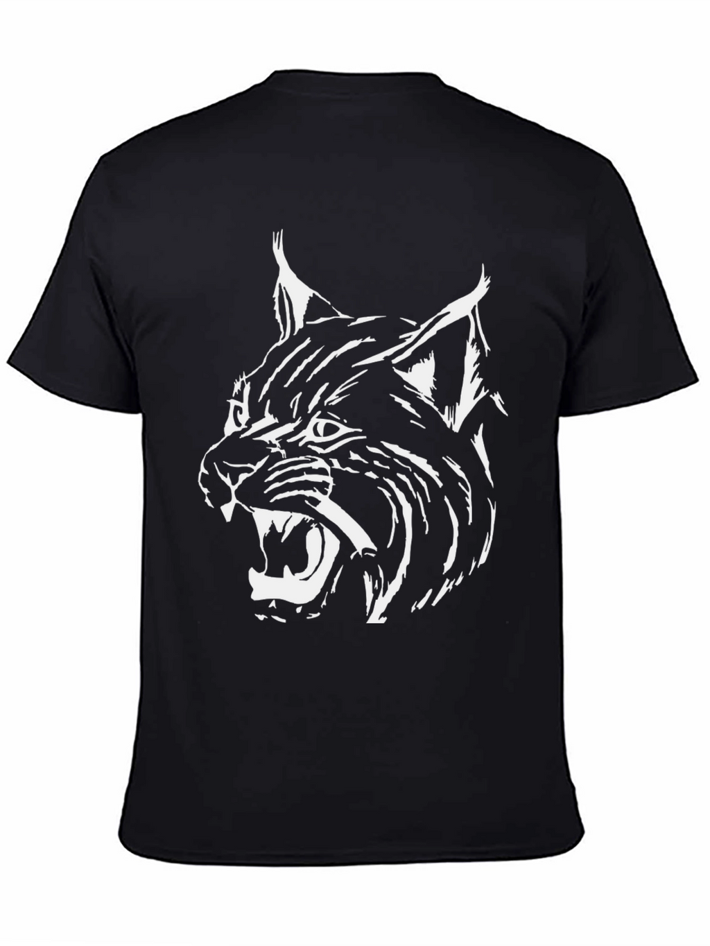 Mens Black T-Shirt with White Lynx Graphic