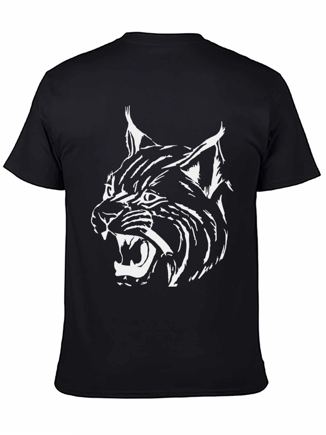 Mens Black T-Shirt with White Lynx Graphic