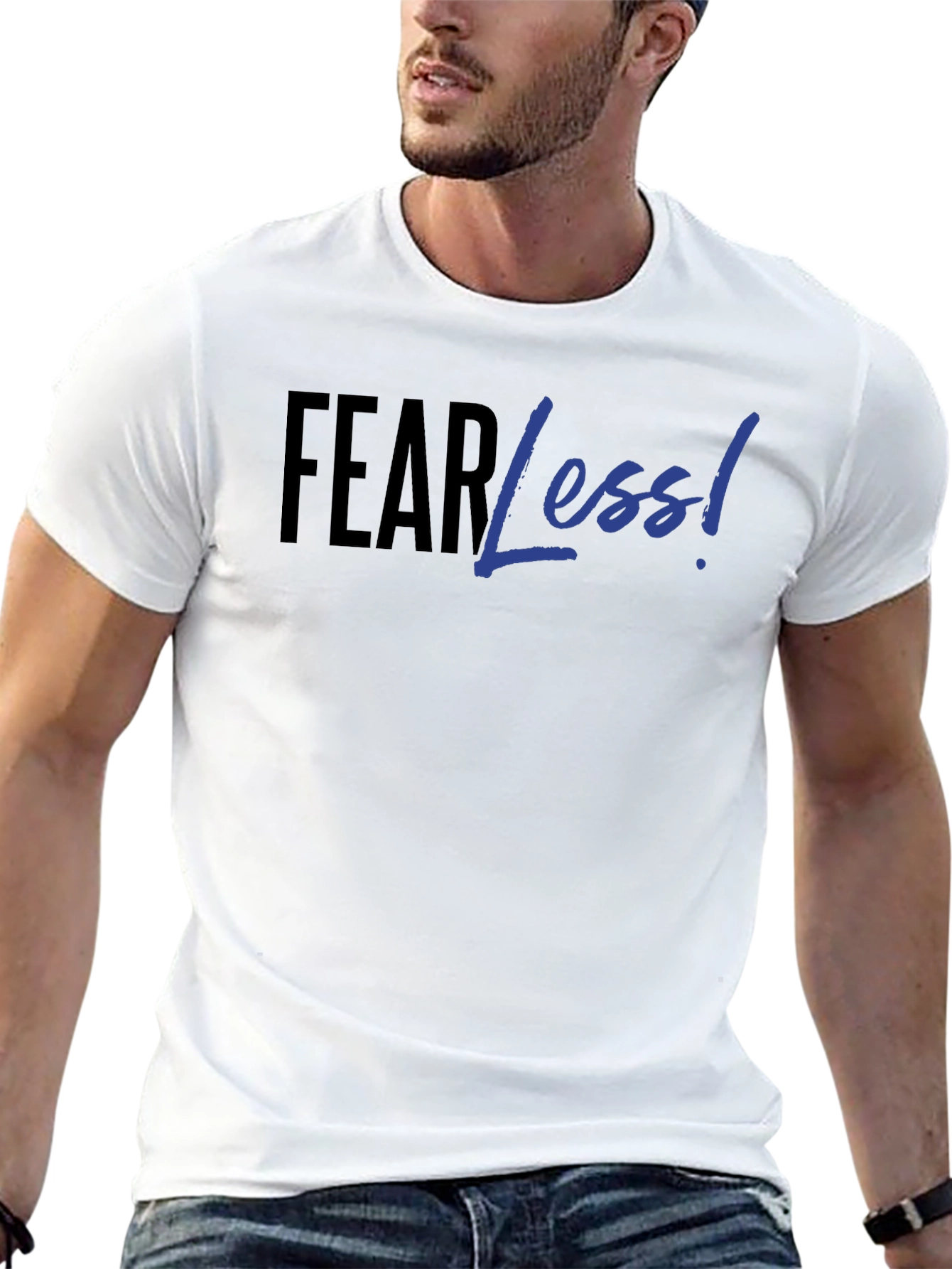 Fear Less! Black Graphic Print T-Shirt