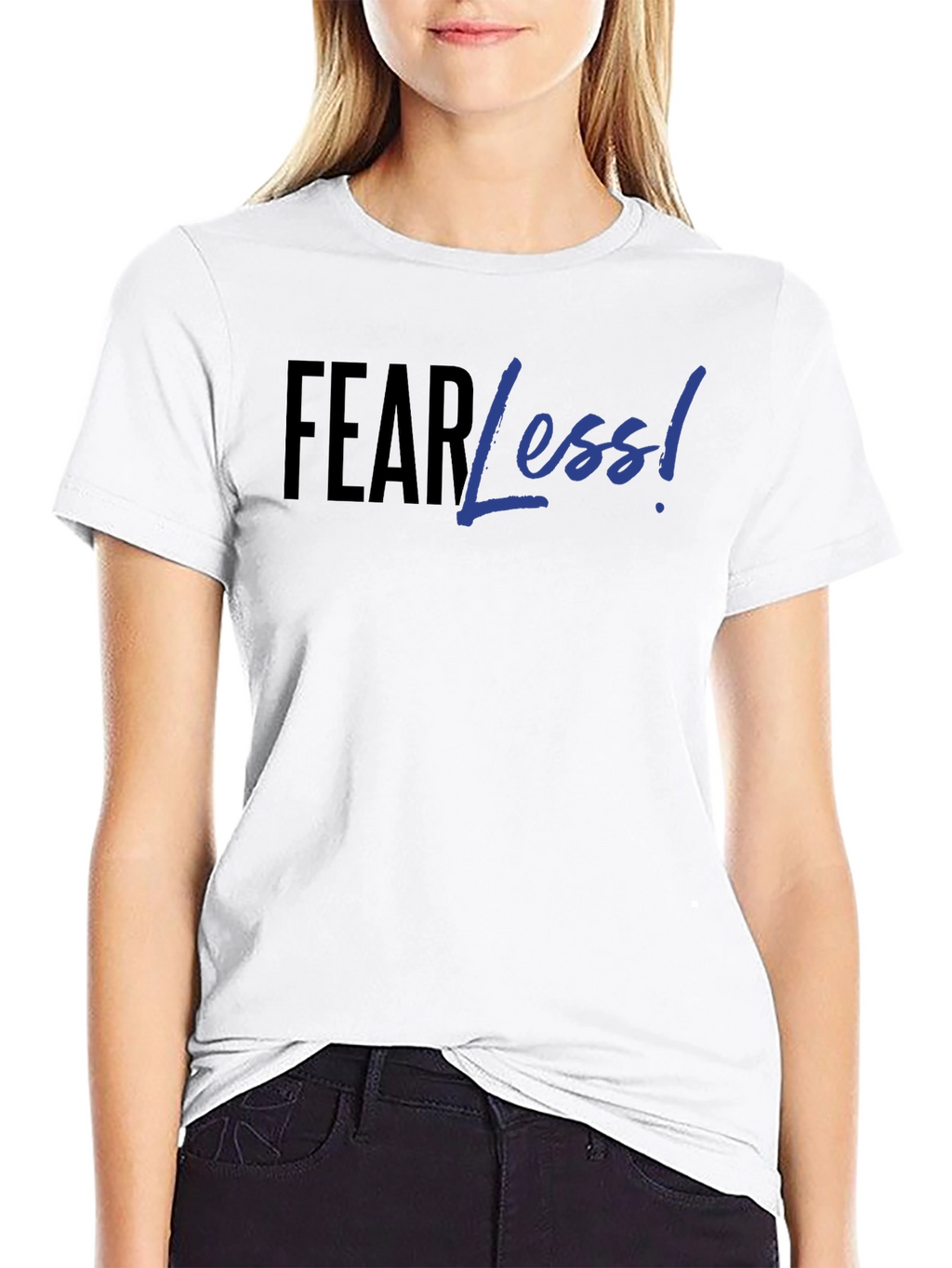 Fear Less! Black Graphic Print T-Shirt
