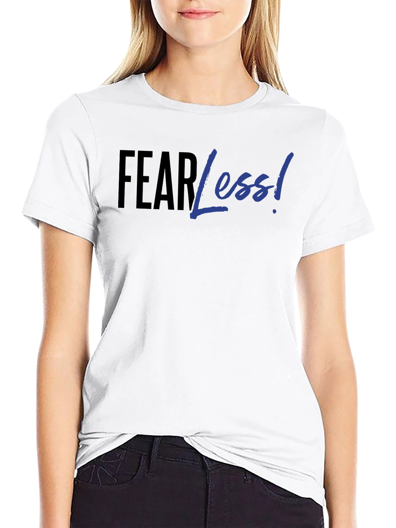 Fear Less! Black Graphic Print T-Shirt