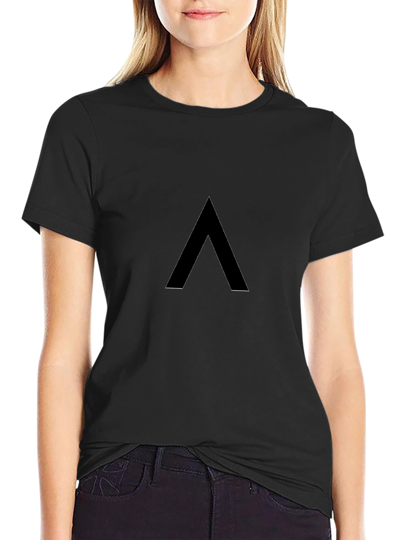 Minimalist Black T-Shirt with Geometric Design