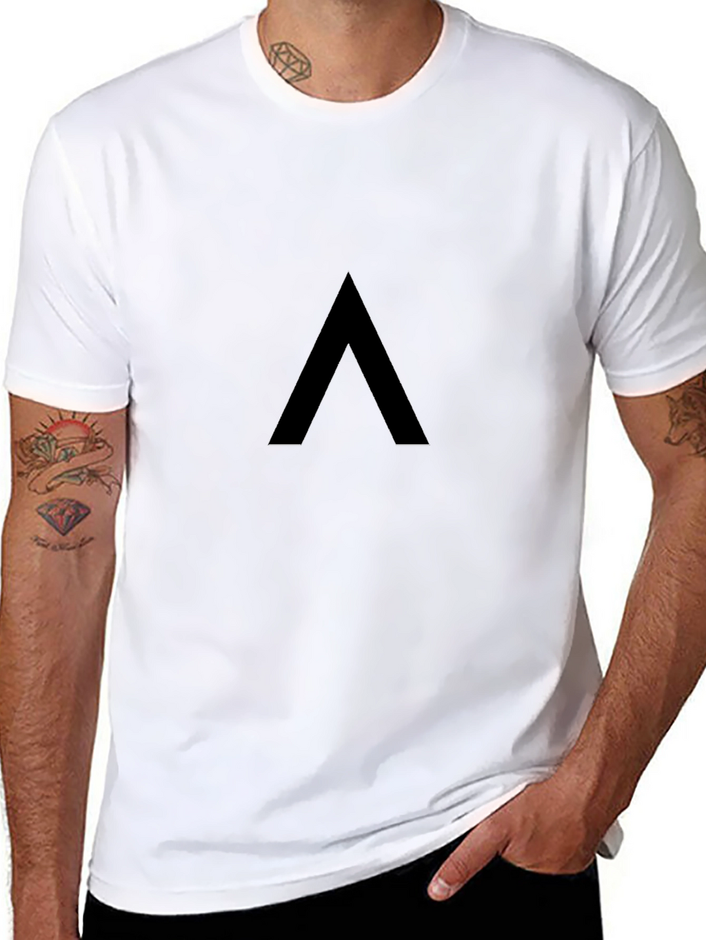 Minimalist Black T-Shirt with Geometric Design