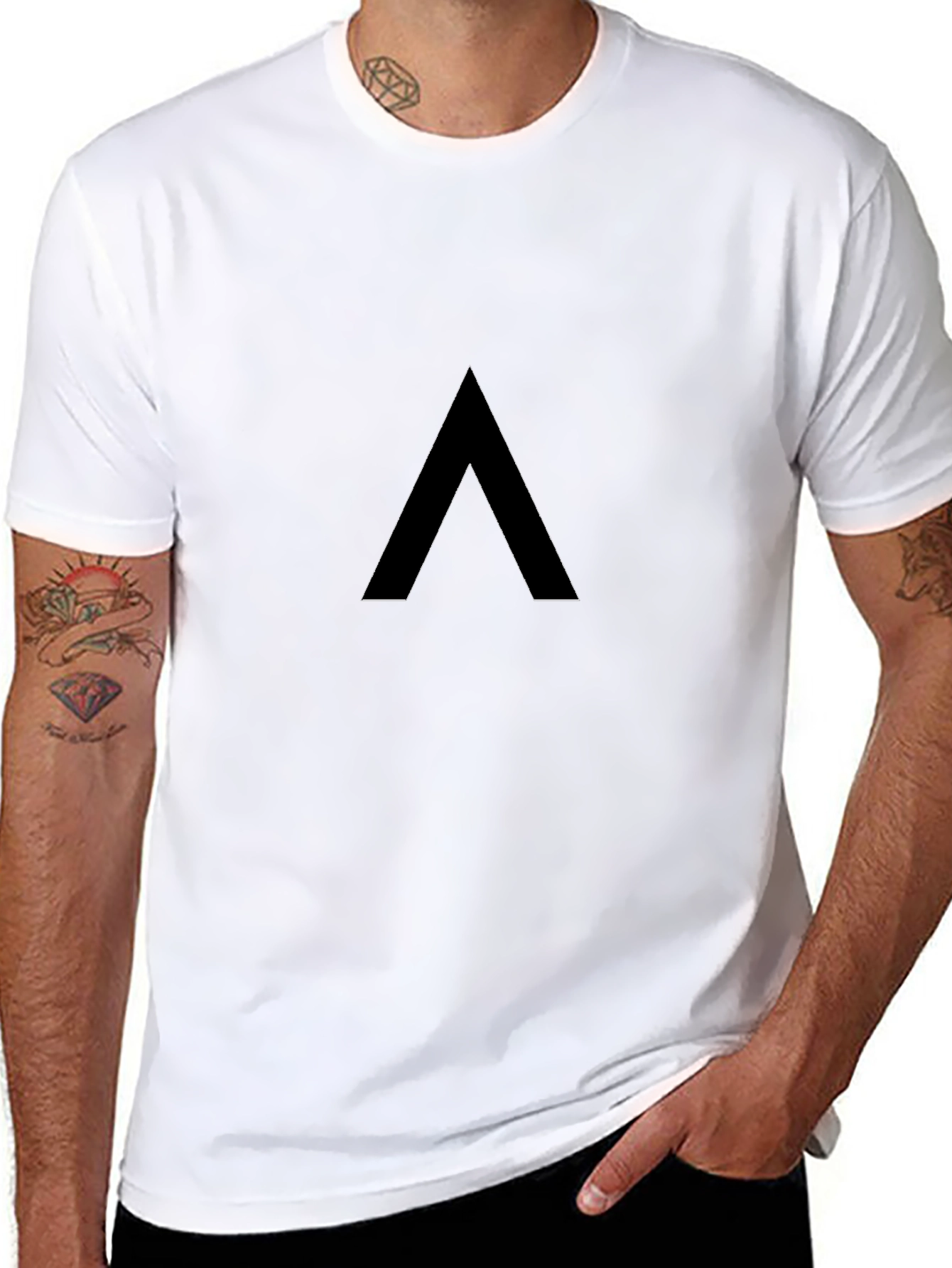 Minimalist Black T-Shirt with Geometric Design