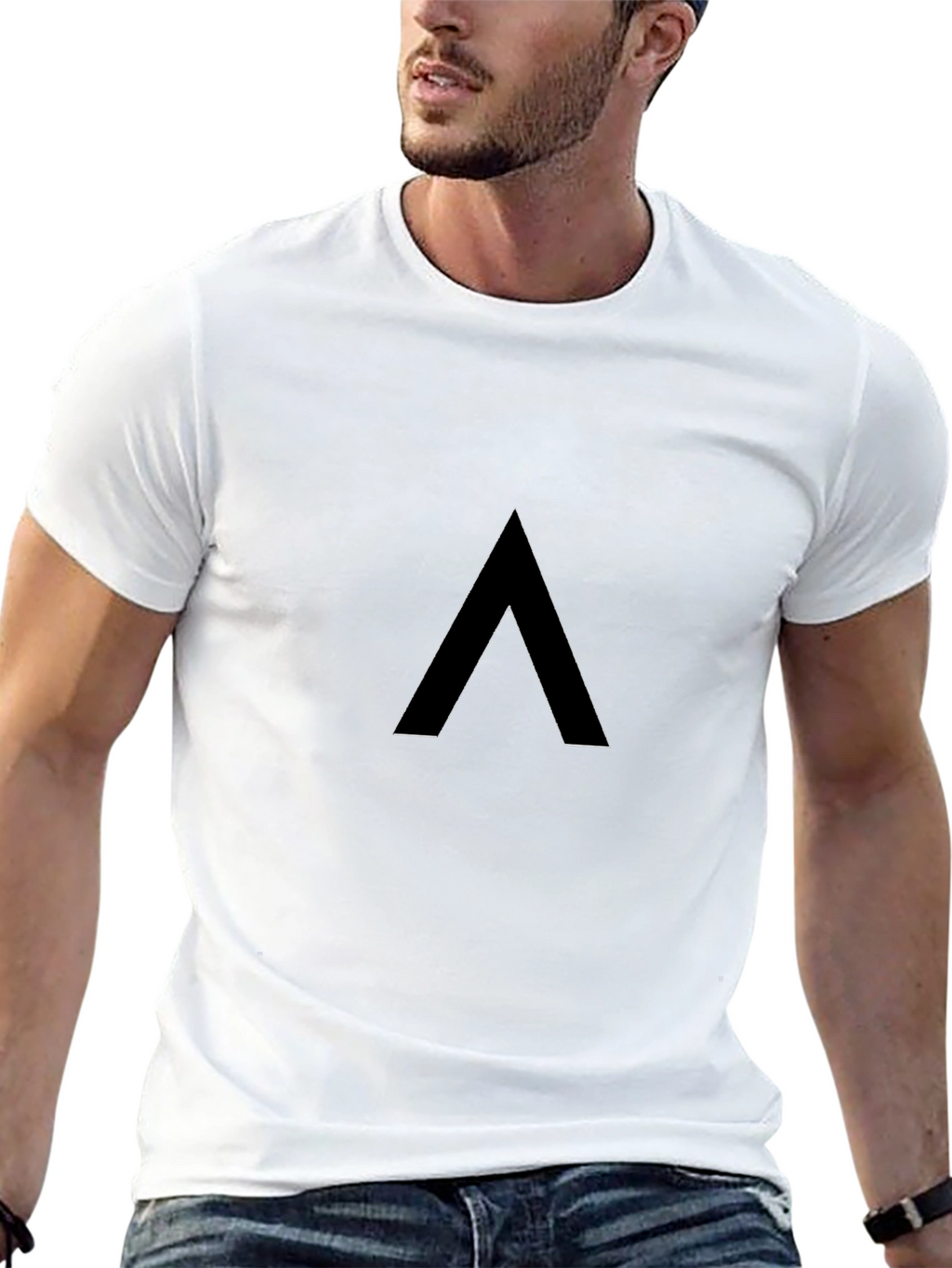 Minimalist Black T-Shirt with Geometric Design