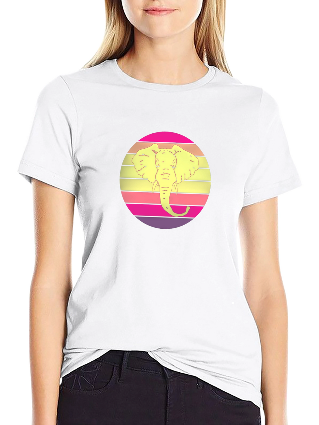 Elephant Retro Sunset Graphic Tee