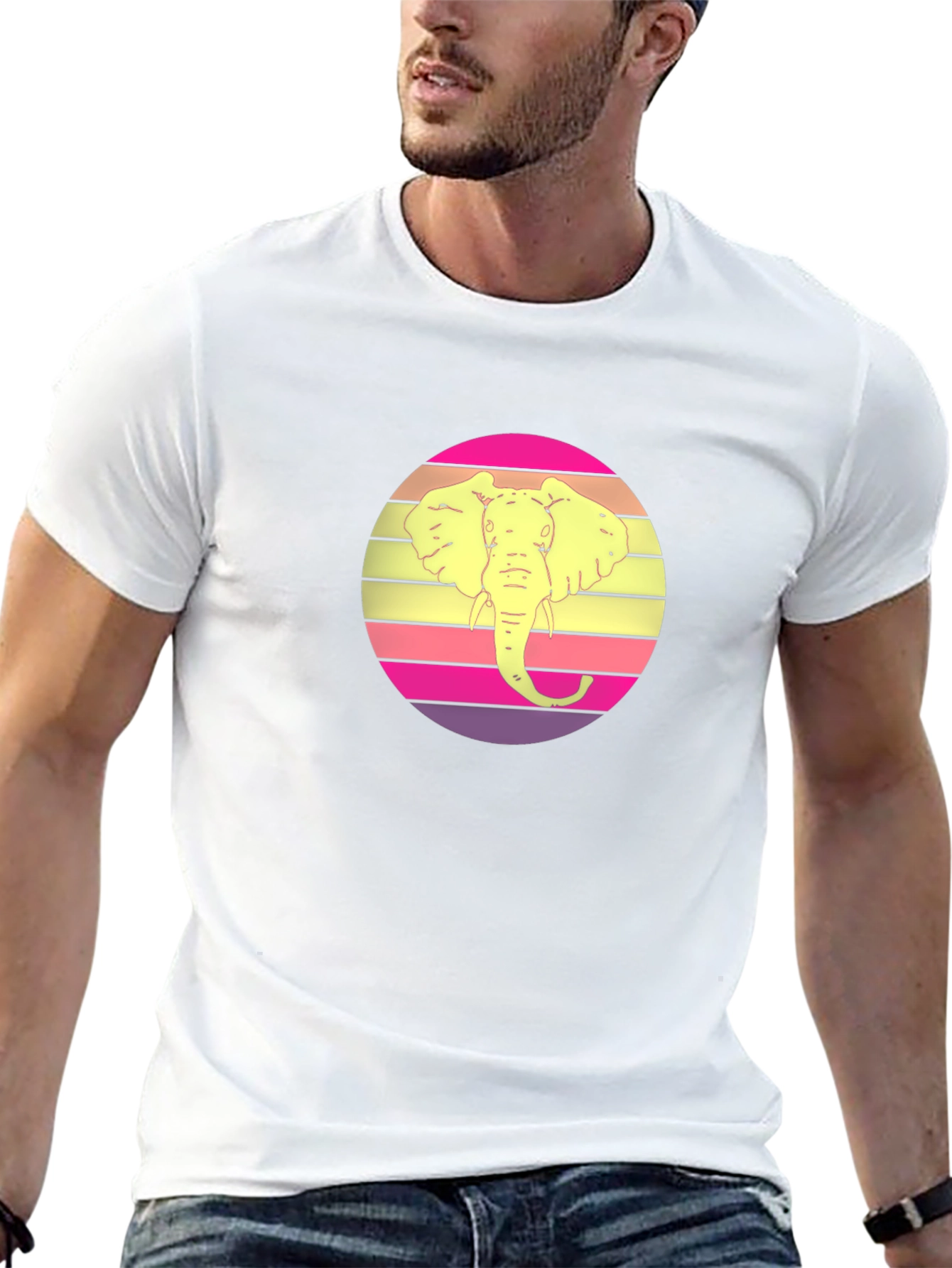 Elephant Retro Sunset Graphic Tee