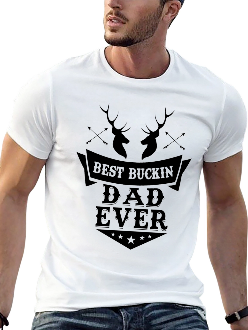 Best Buckin Dad Ever Black T-Shirt